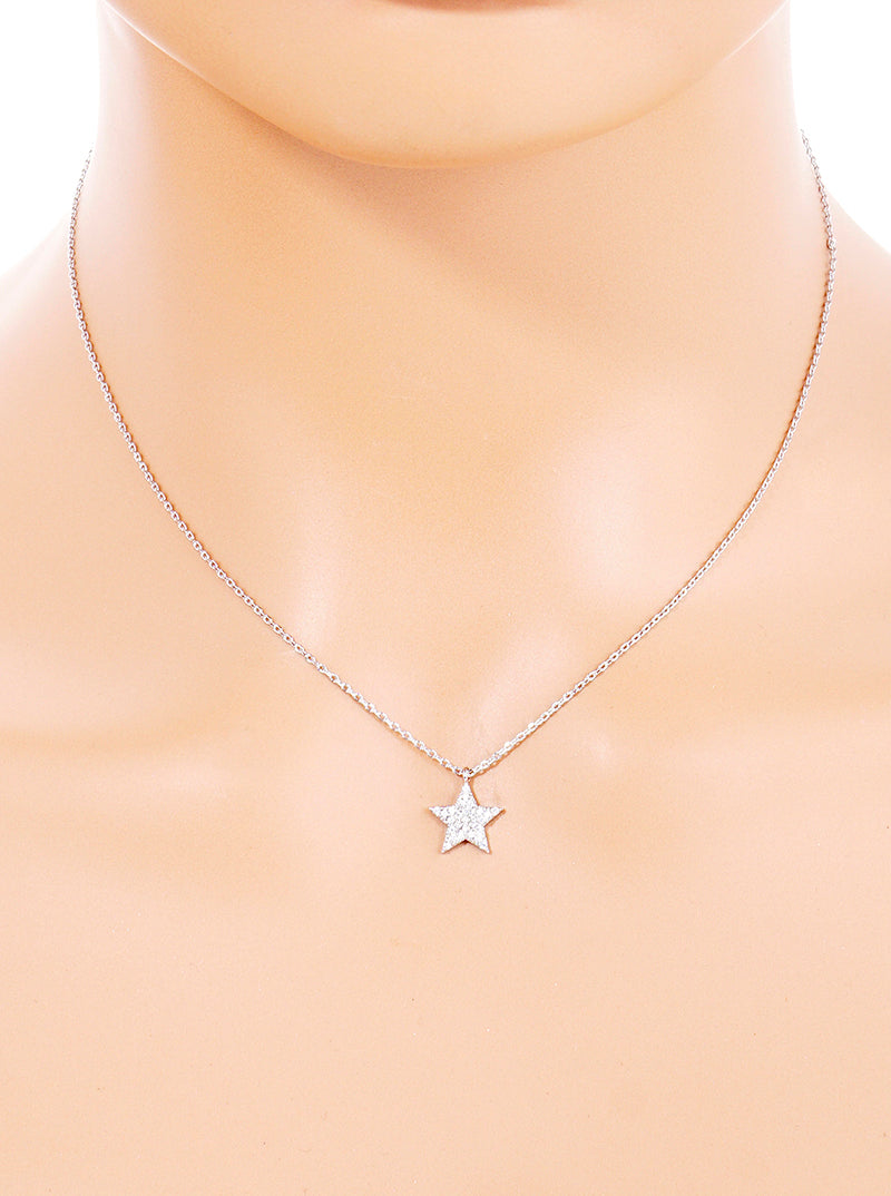 18K Gold Dipped CZ Pave Star Pendant Delicate Necklace
