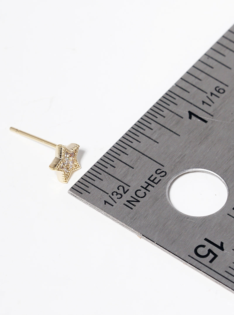 18K Gold Dipped CZ Stone Ribbon Bow Post Stud Earrings