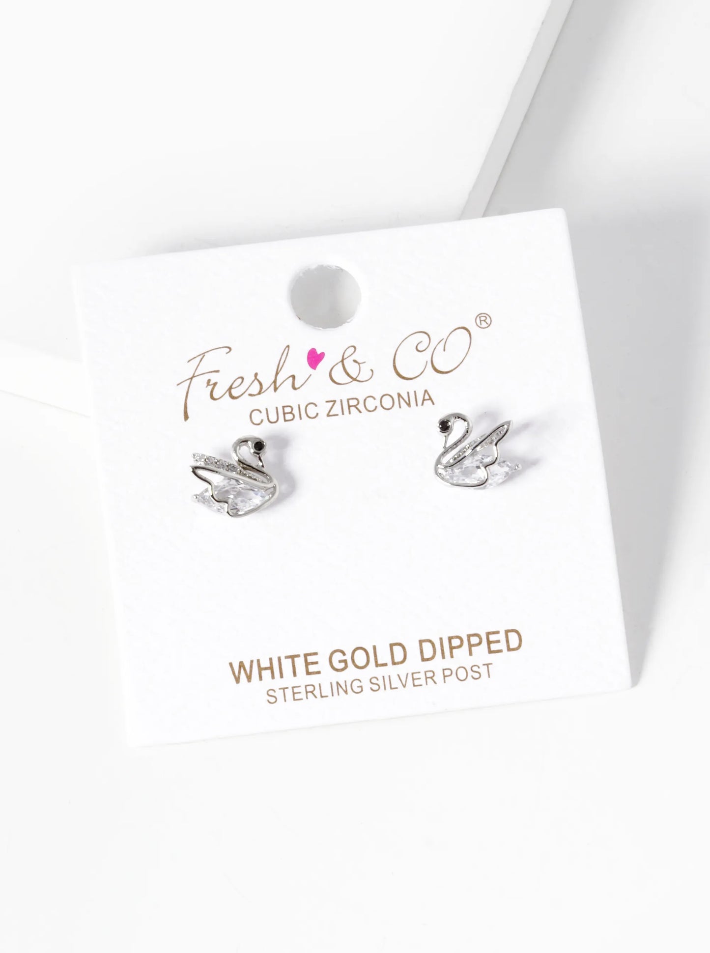18K-Gold-Dipped CZ Pave Swan Stud Earrings