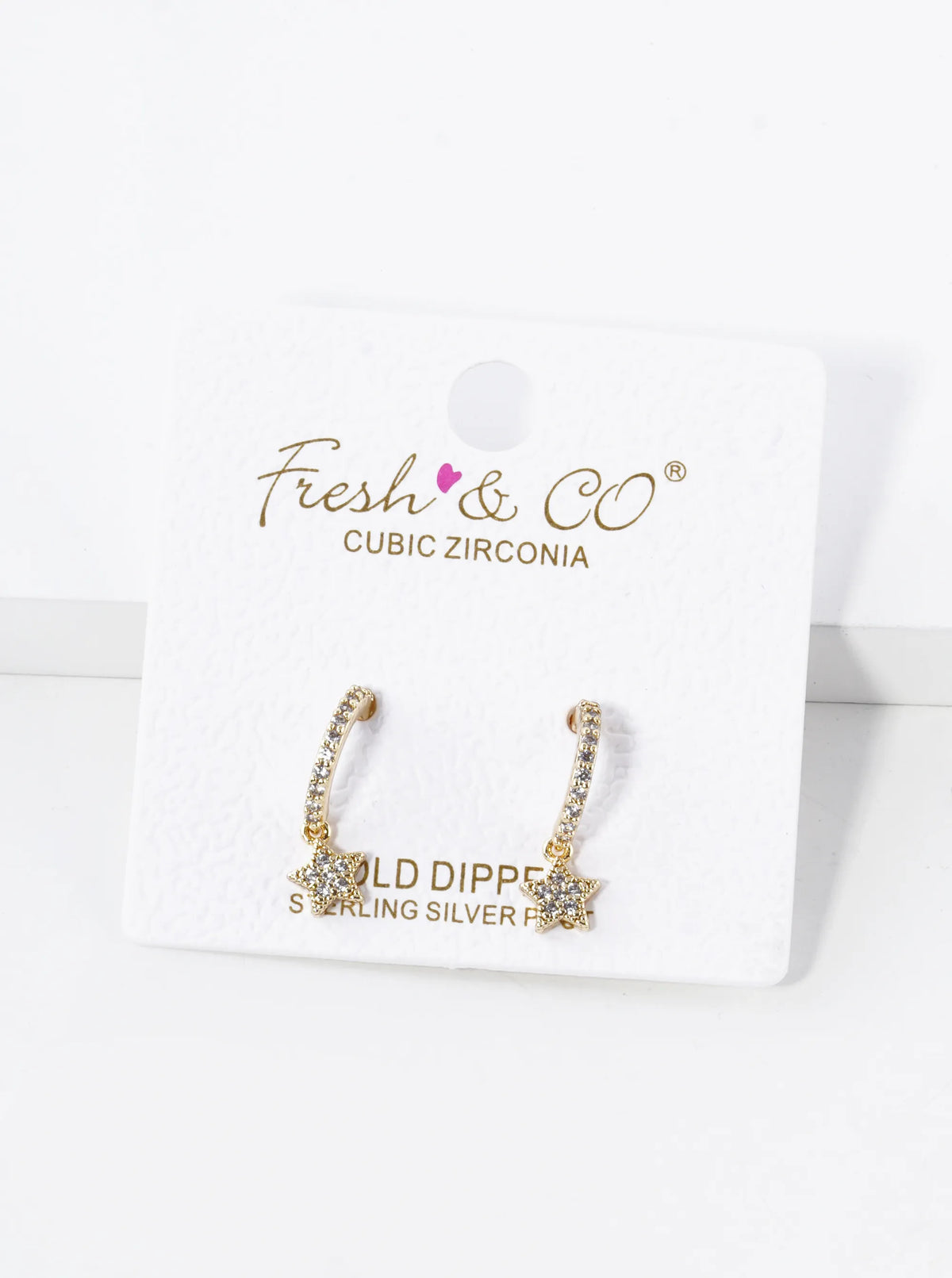 18K Gold Dipped CZ Pave Tiny Star Drop 12mm Open Huggie Hoop Earrings