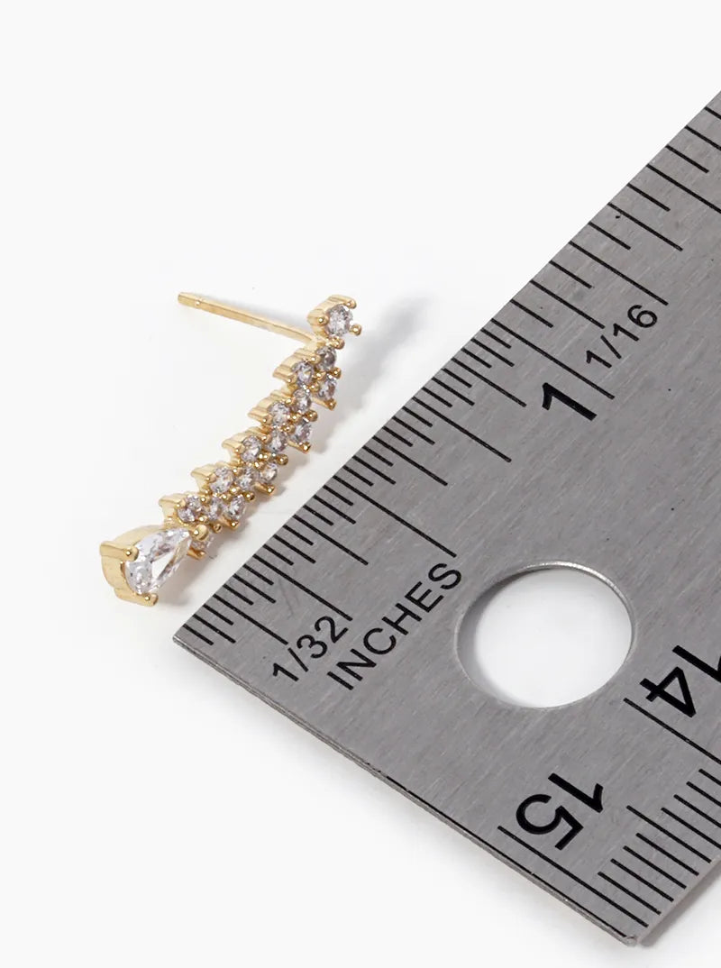 18K-Gold-Dipped CZ-Pave Uneven Stud Earrings