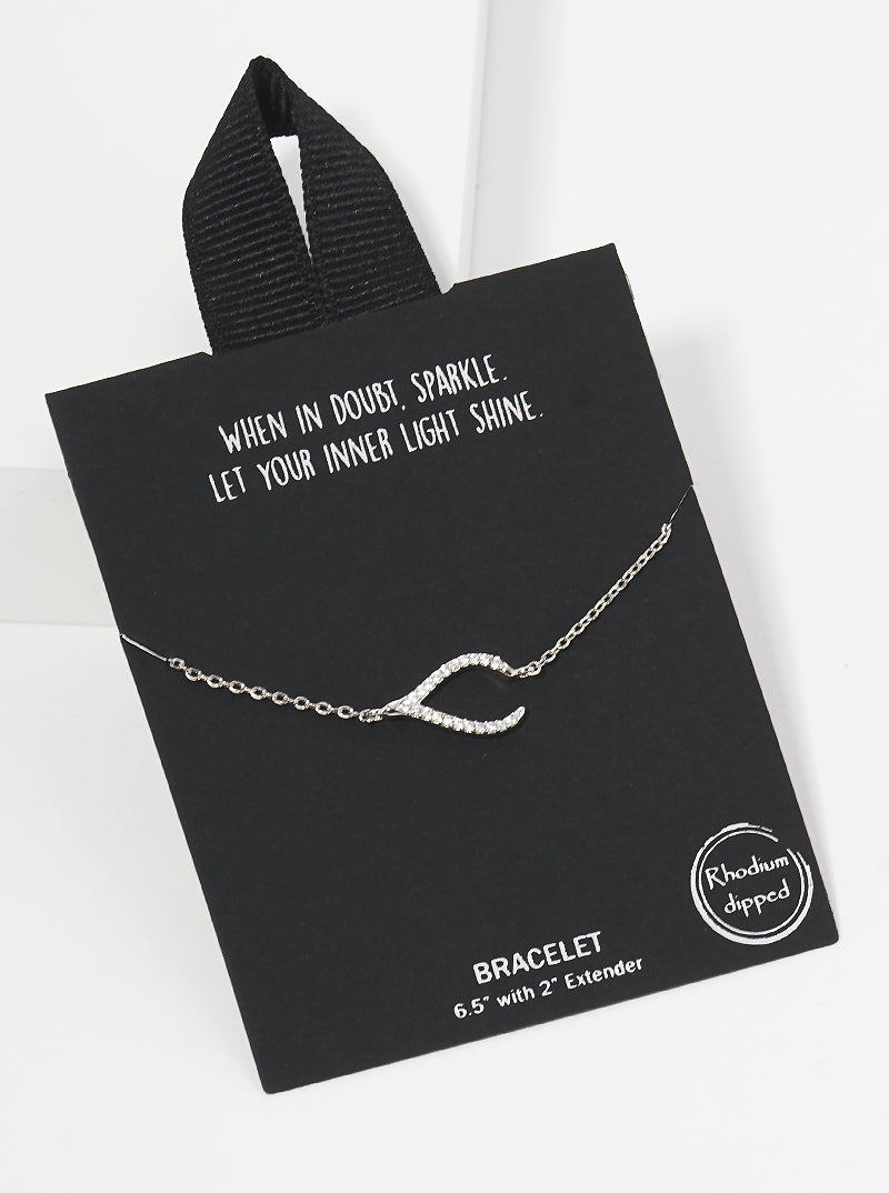 18K Gold Dipped CZ Pave Wishbone Bracelet
