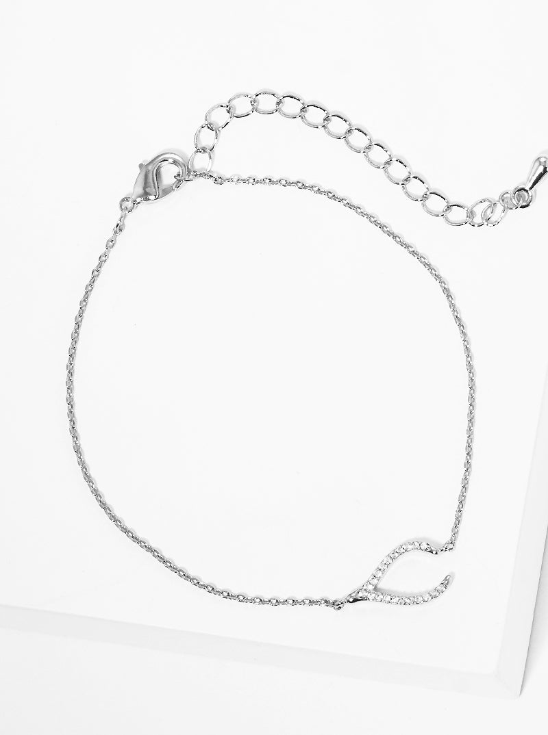 18K Gold Dipped CZ Pave Wishbone Bracelet