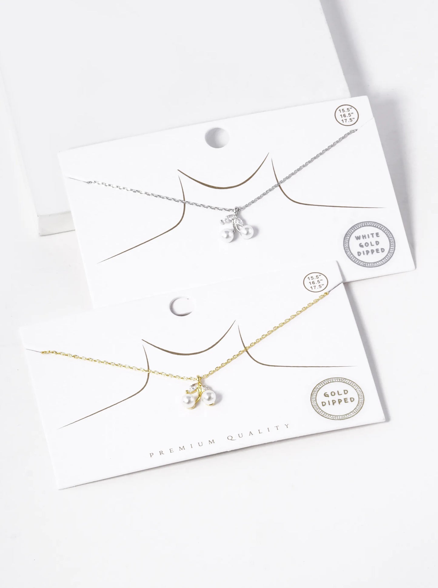 18K Gold Dipped CZ Pearl Cherry Pendant Necklace