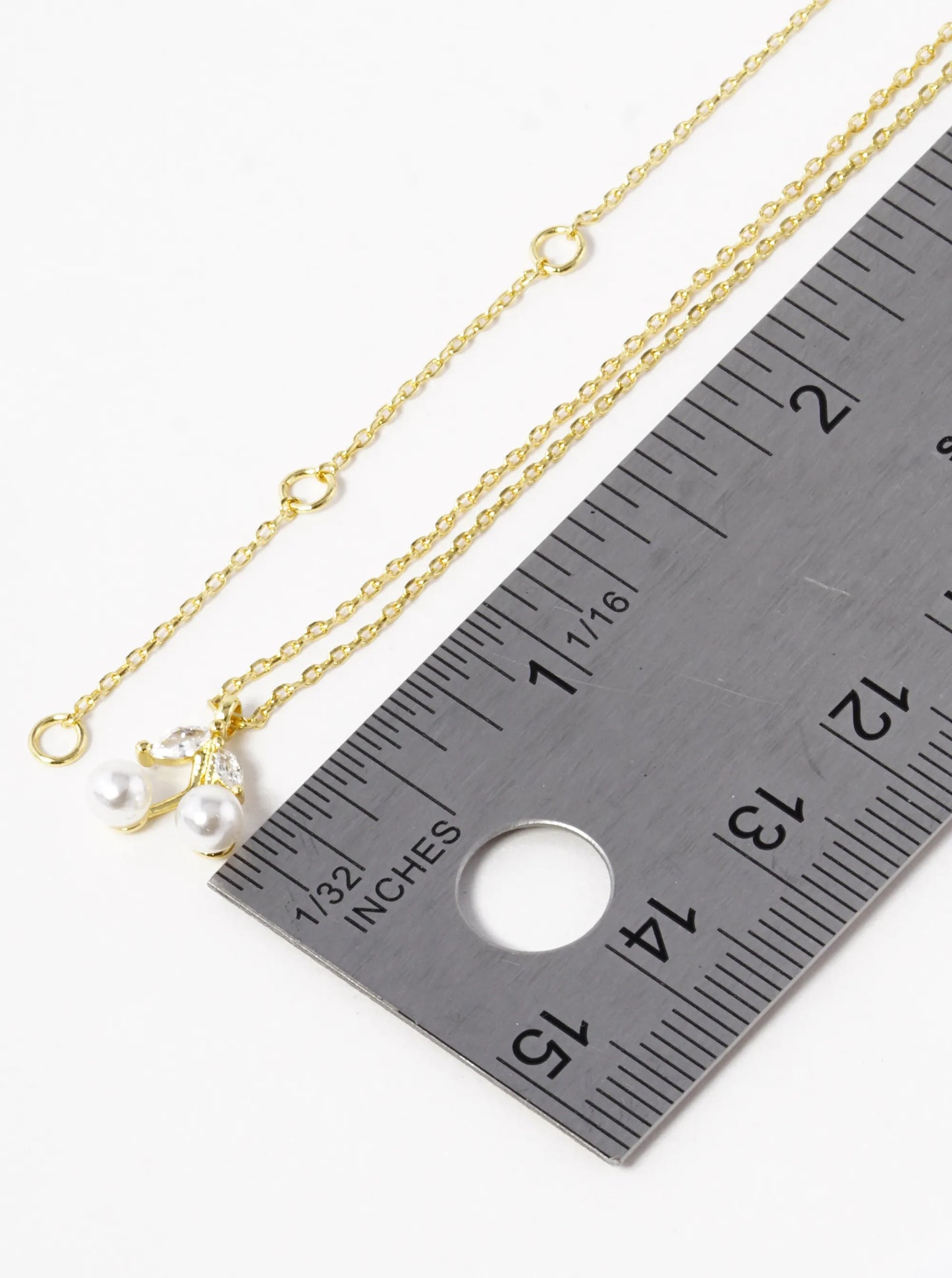 18K Gold Dipped CZ Pearl Cherry Pendant Necklace