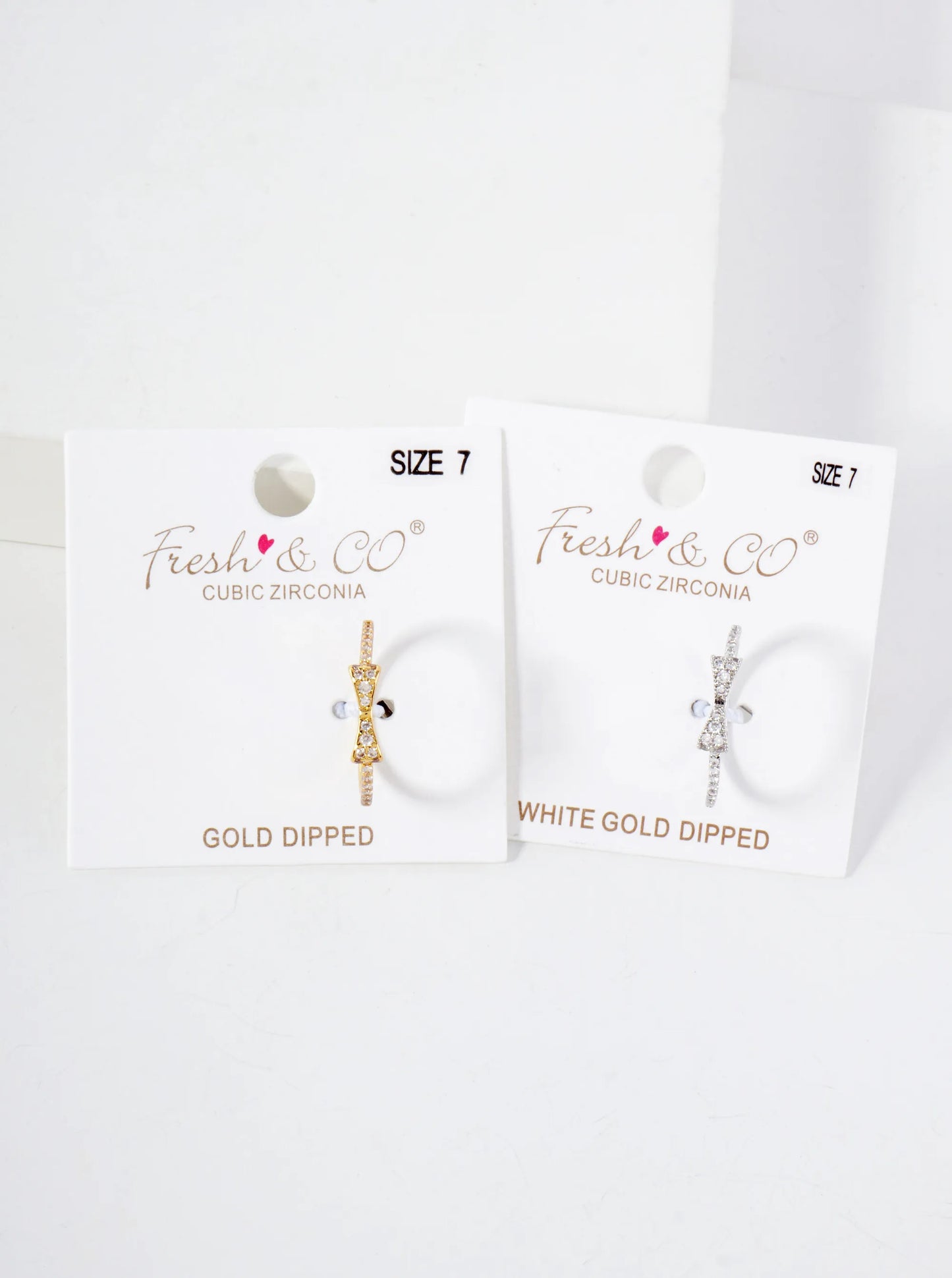 18K-Gold-Dipped CZ Ribbon Bow Minimalist Ring