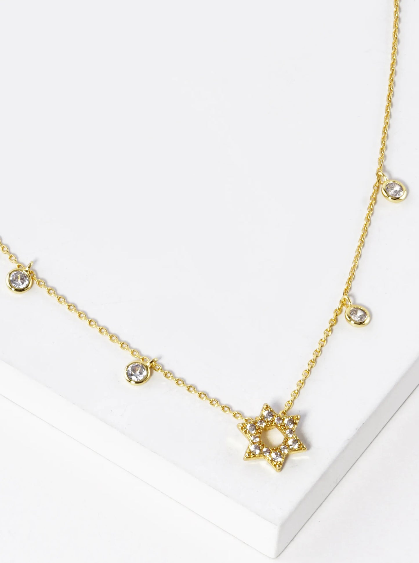 18K Gold Dipped CZ Star Of David Pendant Necklace