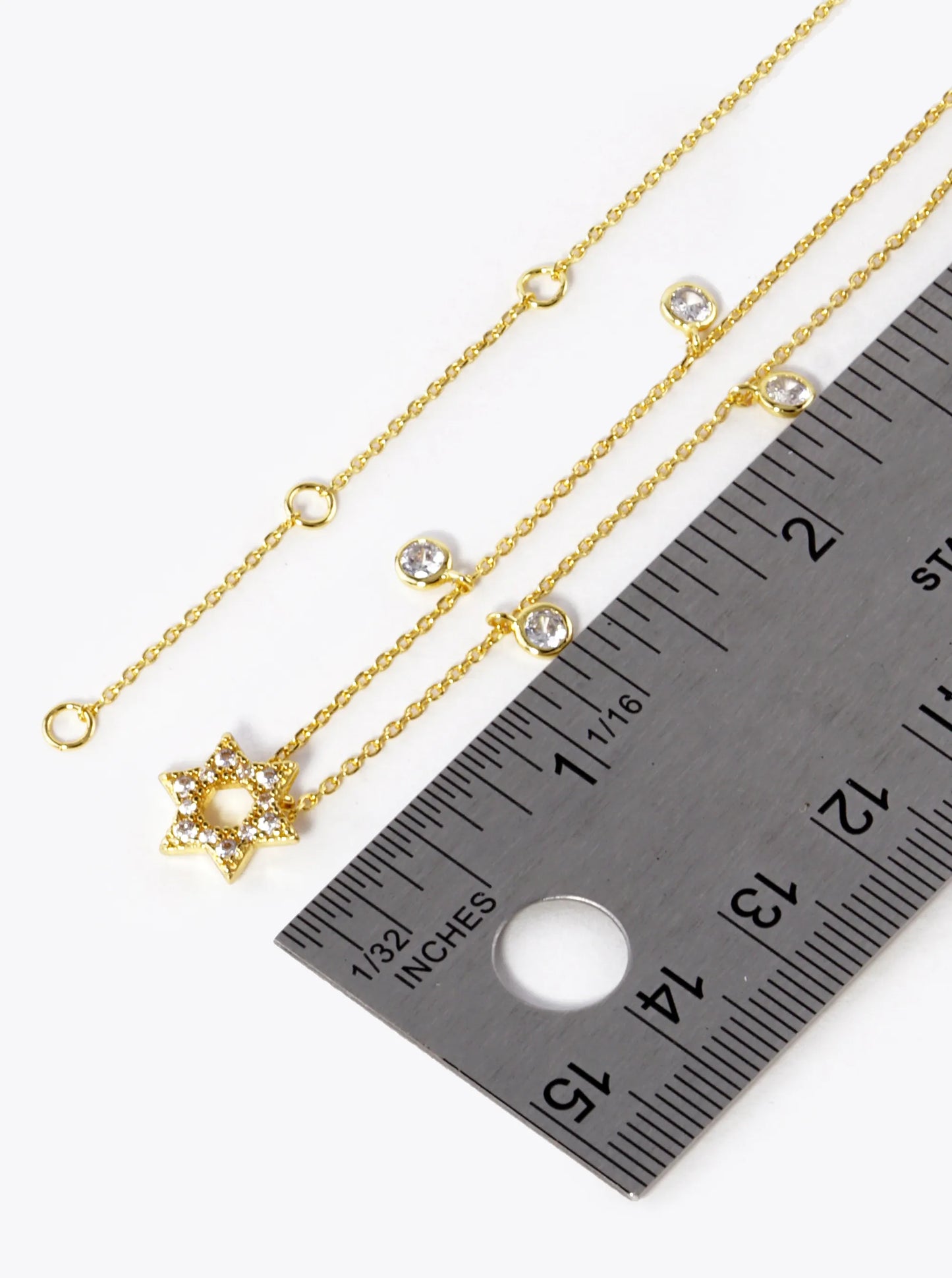 18K Gold Dipped CZ Star Of David Pendant Necklace