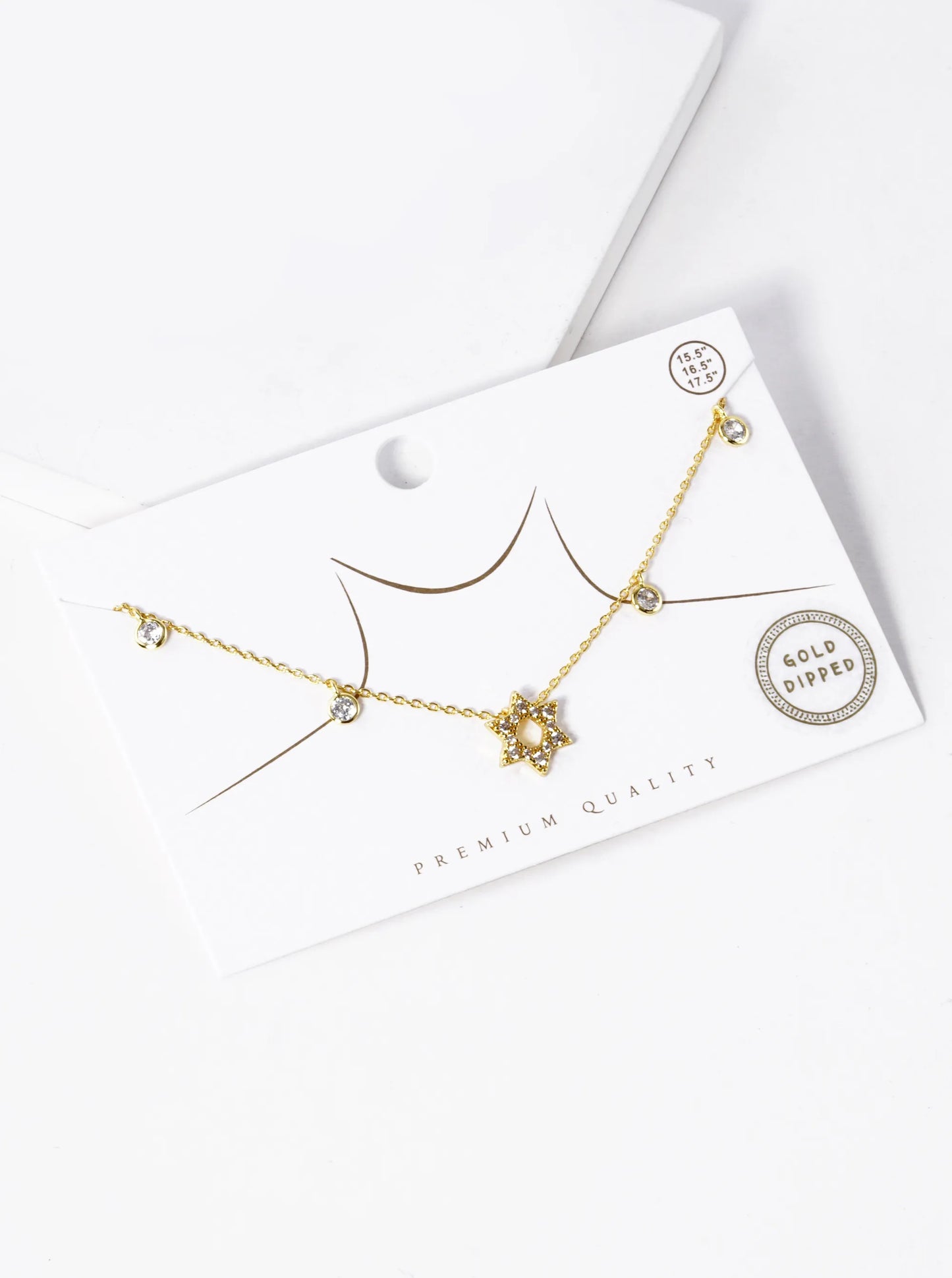 18K Gold Dipped CZ Star Of David Pendant Necklace