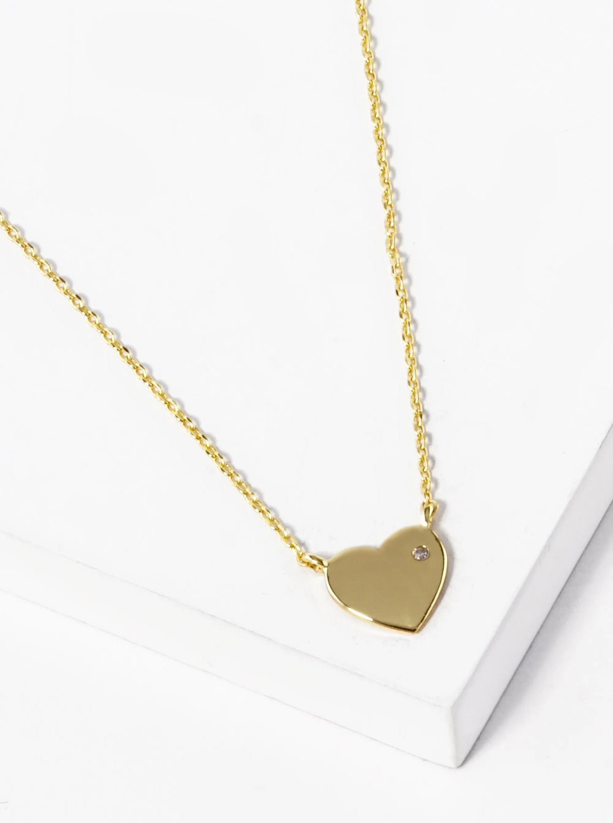 18K Gold Dipped CZ Stone 9mm Heart Pendant Necklace