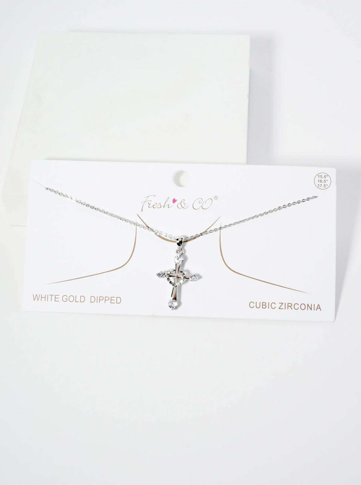 18K Gold Dipped CZ Stone Cross Pendant Necklace