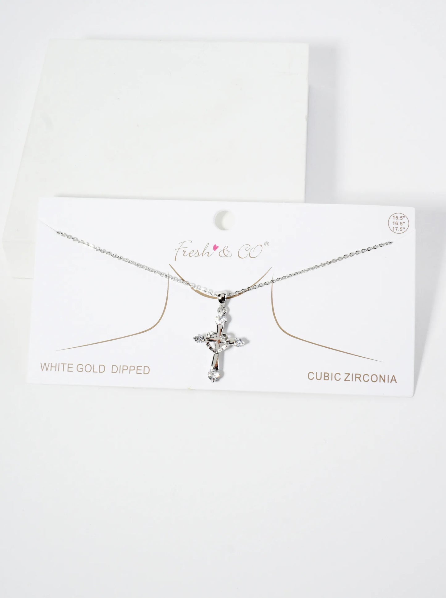 18K Gold Dipped CZ Stone Cross Pendant Necklace