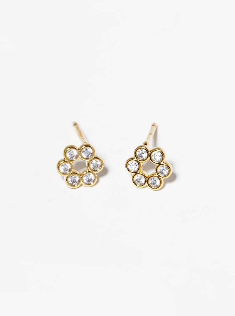 18K Gold Dipped CZ Stone Heart Post Stud Earrings