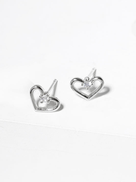 White Gold Dipped CZ Pave Bar With Pearl Post Stud Earrings