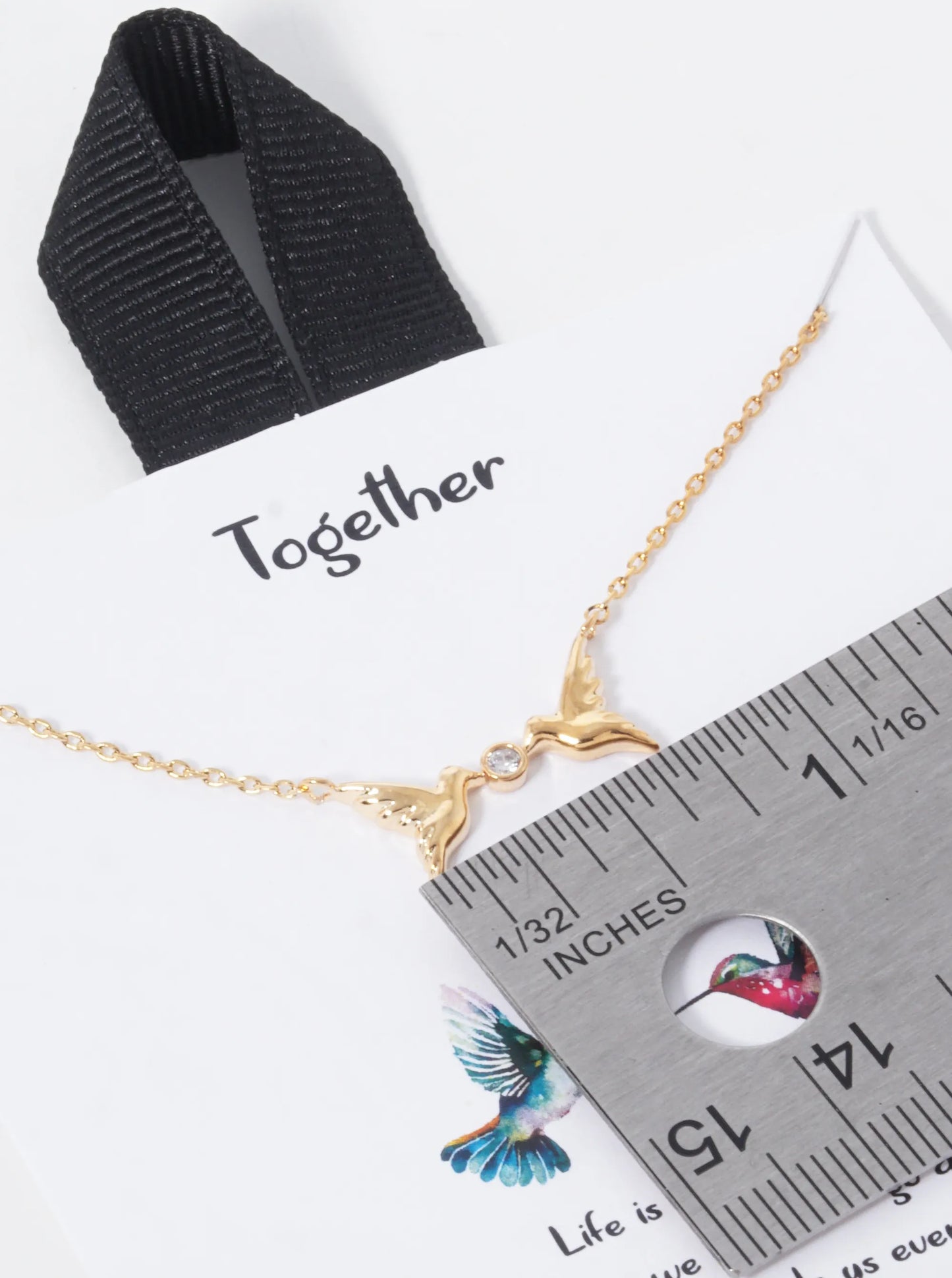 18K Gold Dipped CZ Stone Two Birds Pendant Necklace