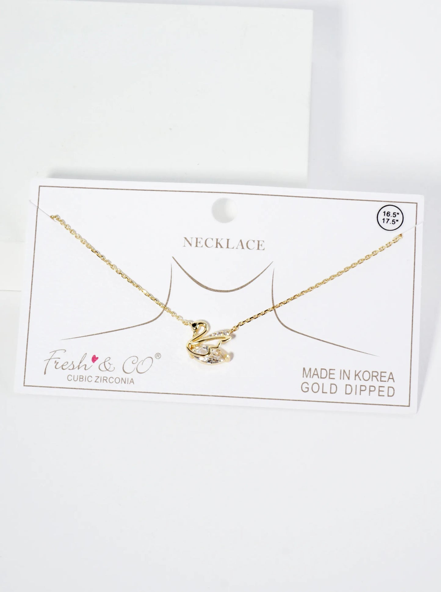 18K Gold Dipped CZ Swan Pendant Necklace