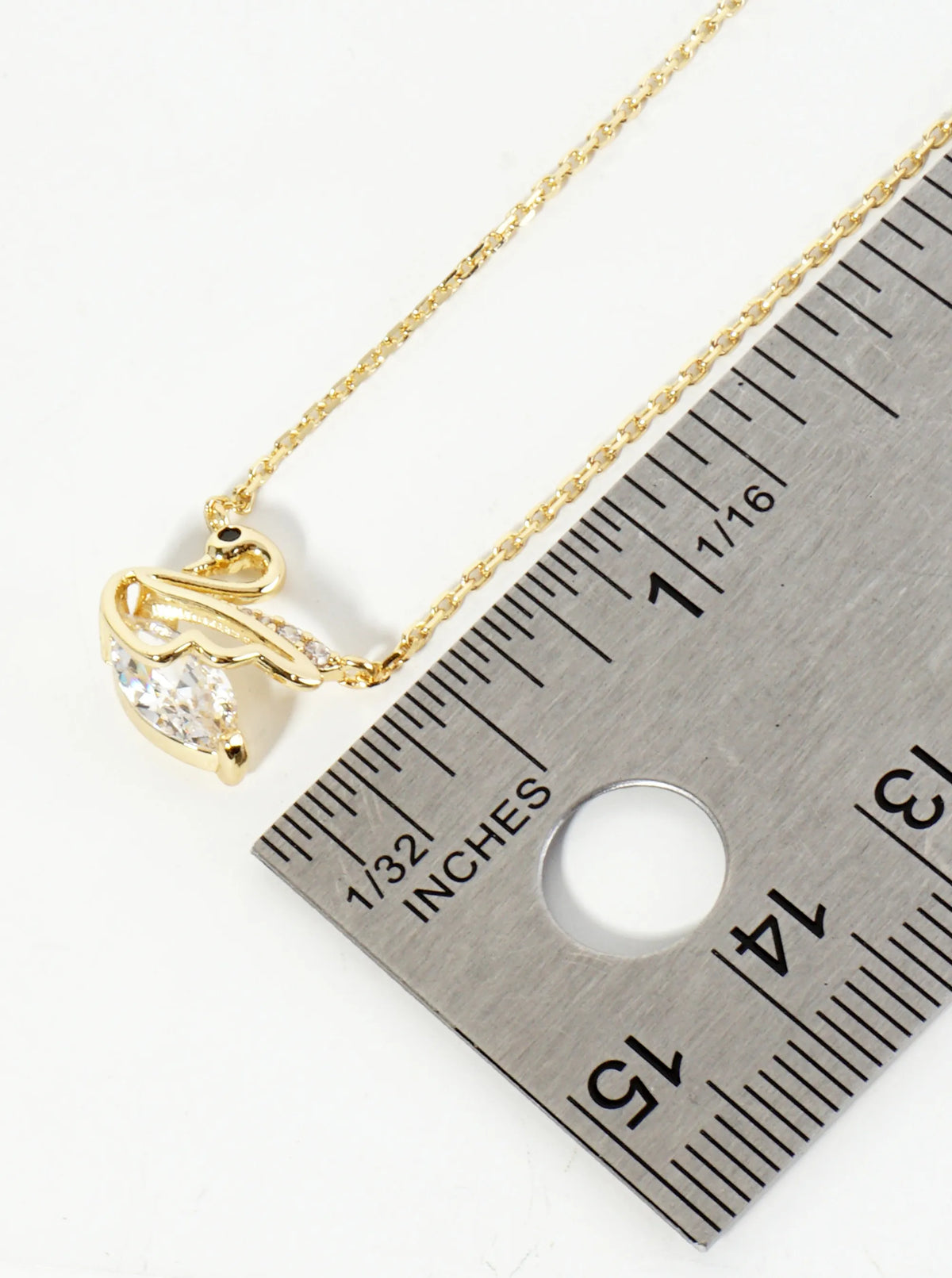 18K Gold Dipped CZ Swan Pendant Necklace