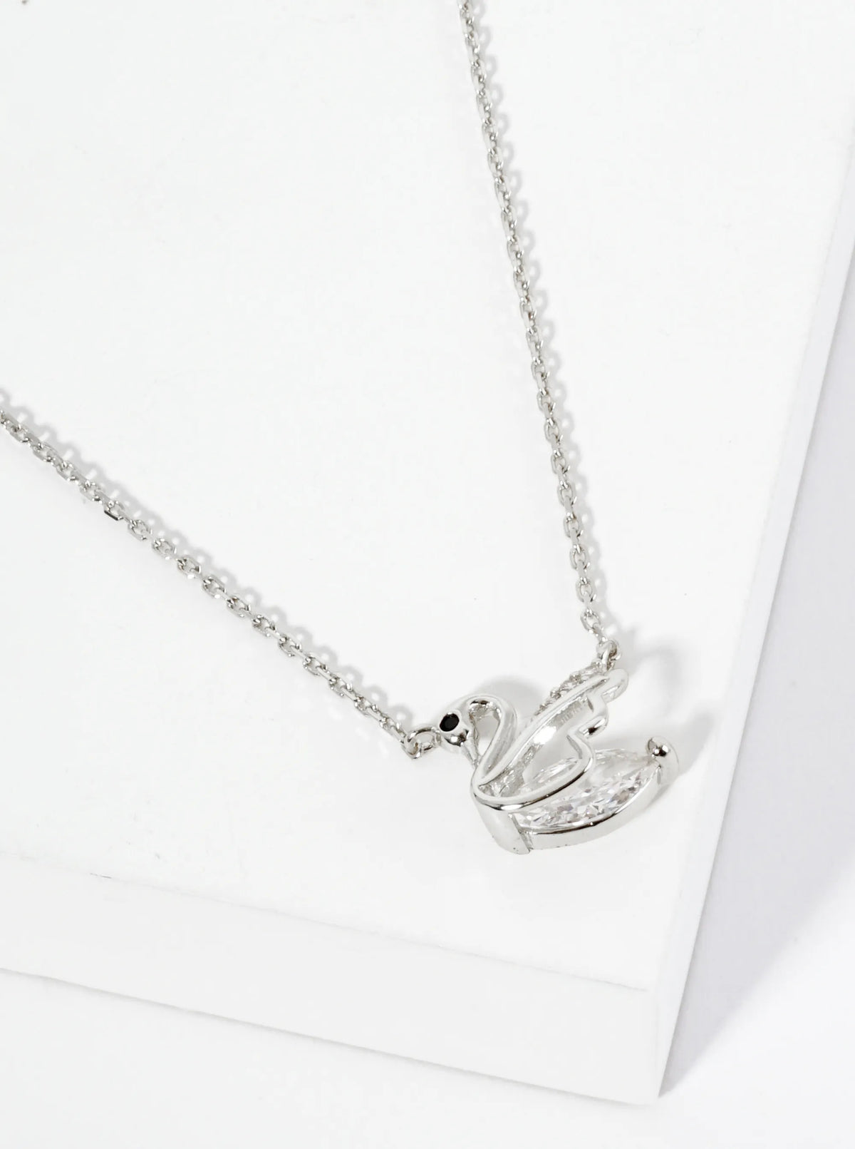 18K Gold Dipped CZ Swan Pendant Necklace