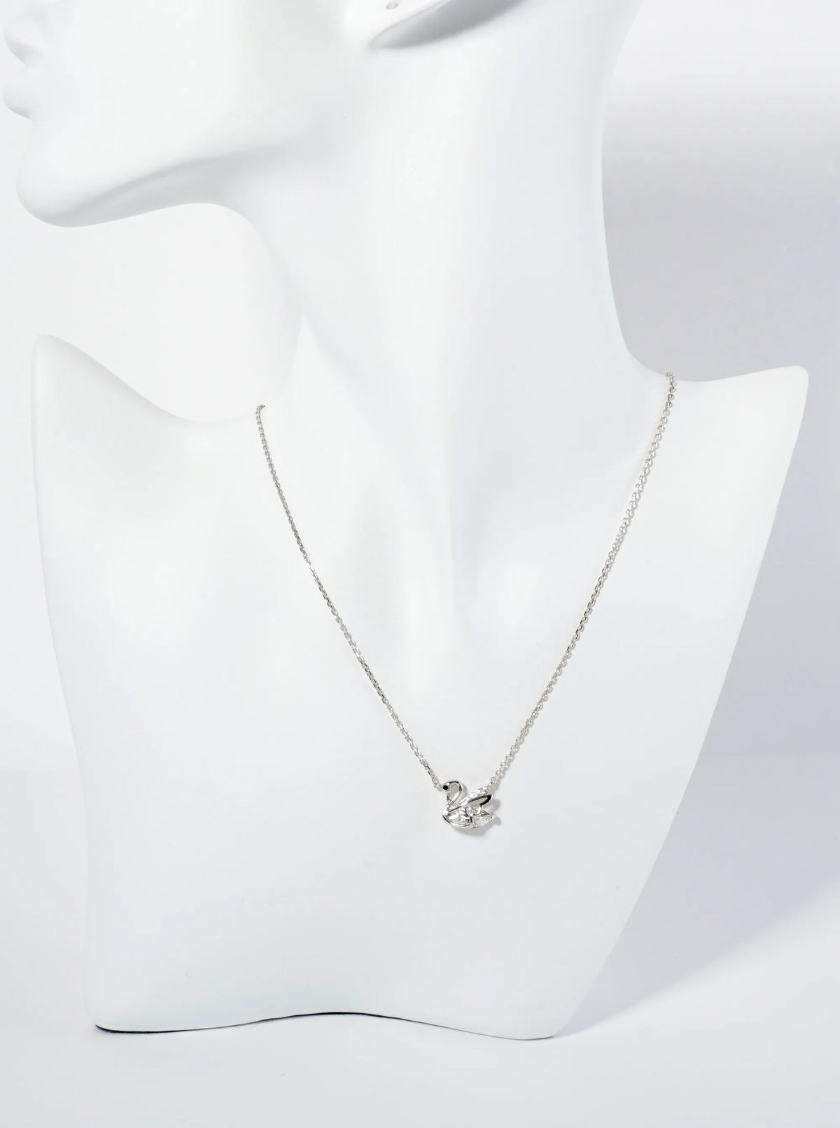 18K Gold Dipped CZ Swan Pendant Necklace