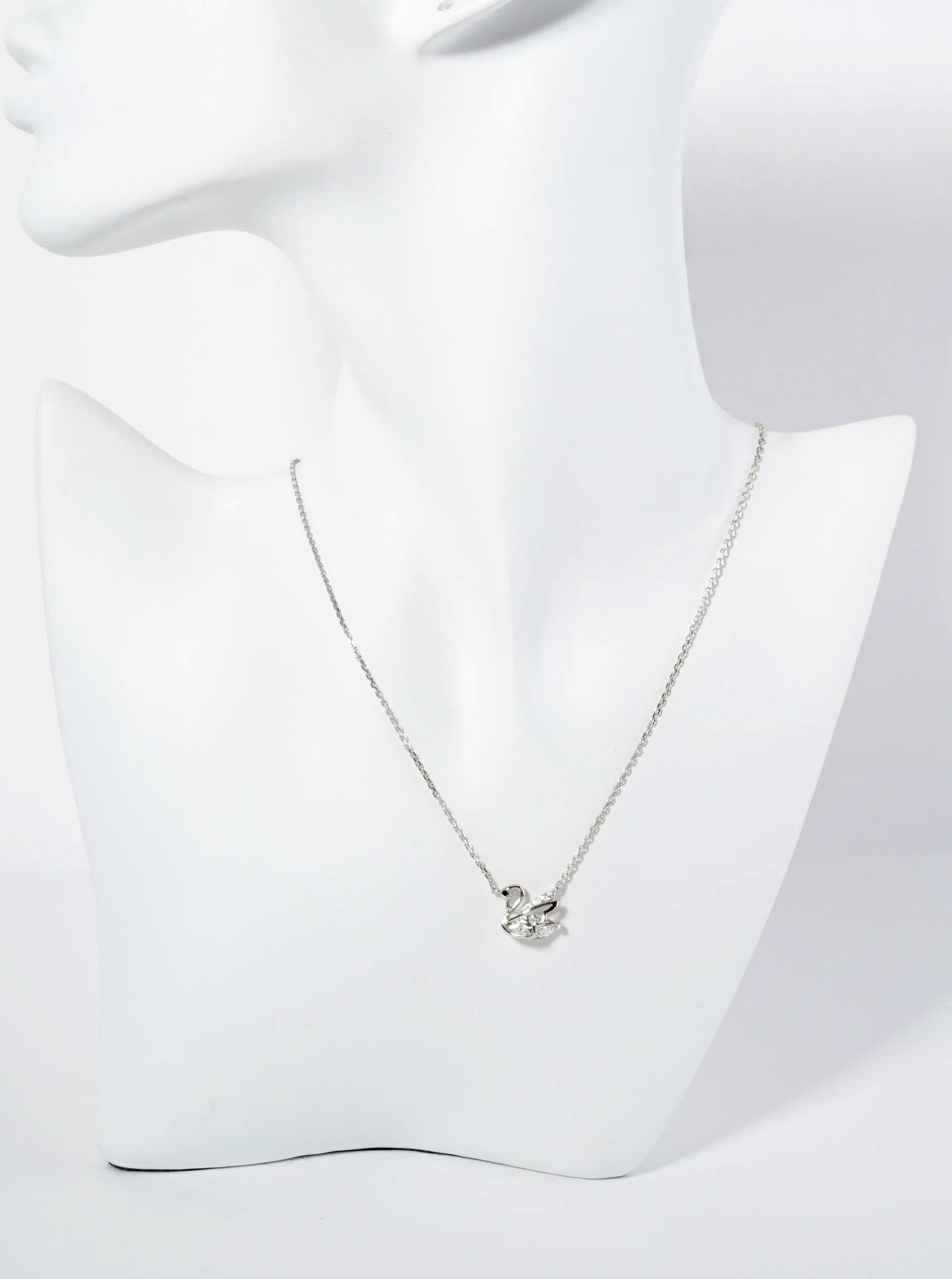 18K Gold Dipped CZ Swan Pendant Necklace