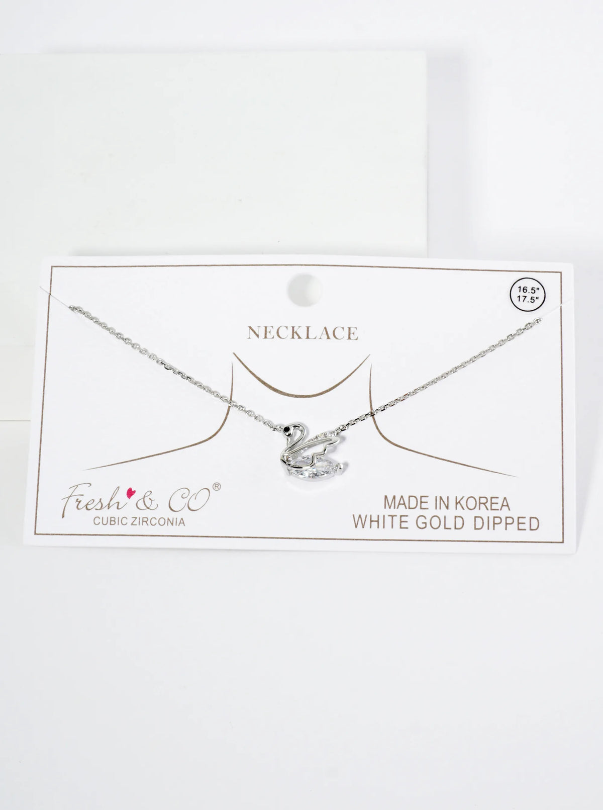 18K Gold Dipped CZ Swan Pendant Necklace
