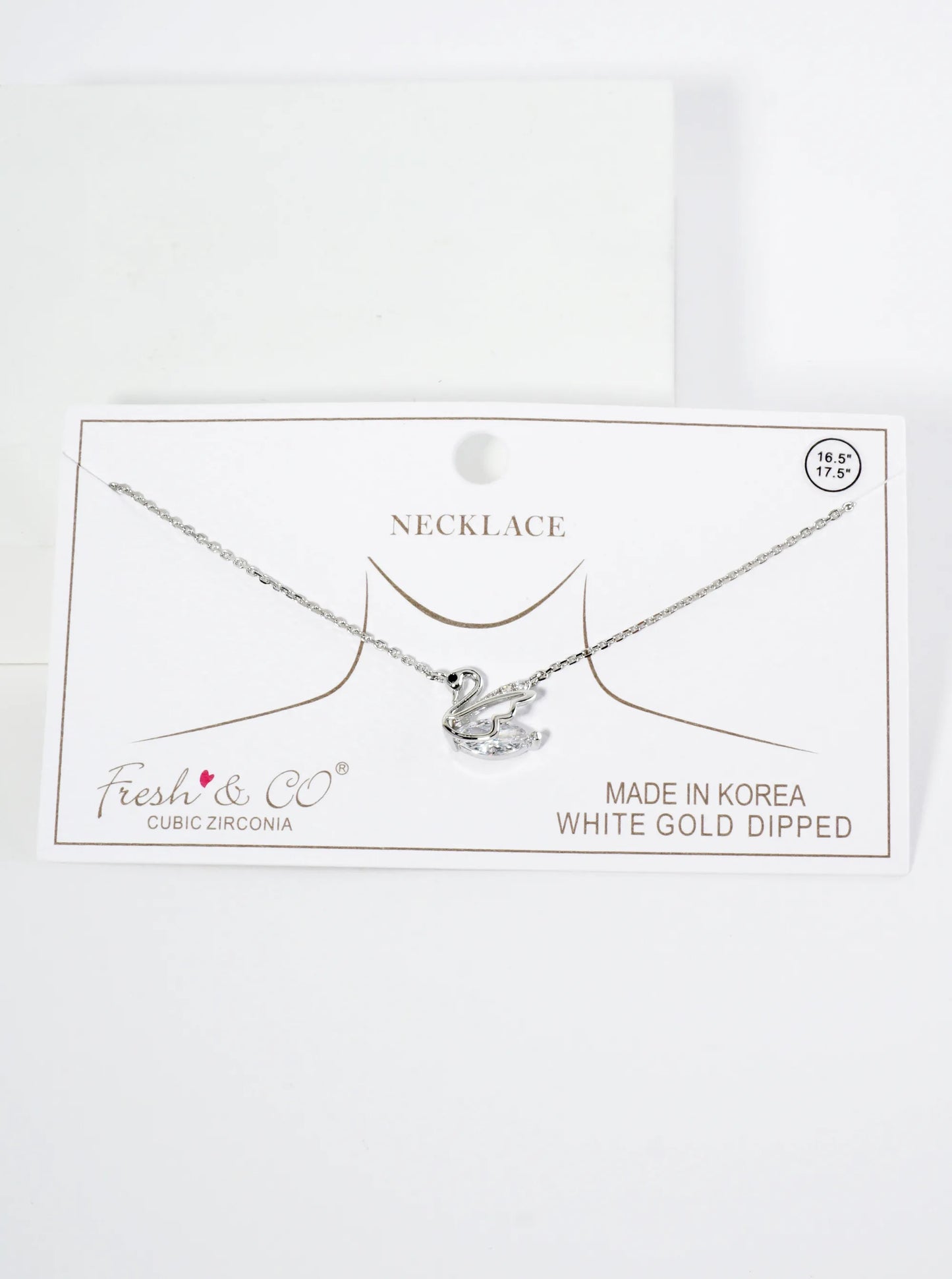 18K Gold Dipped CZ Swan Pendant Necklace