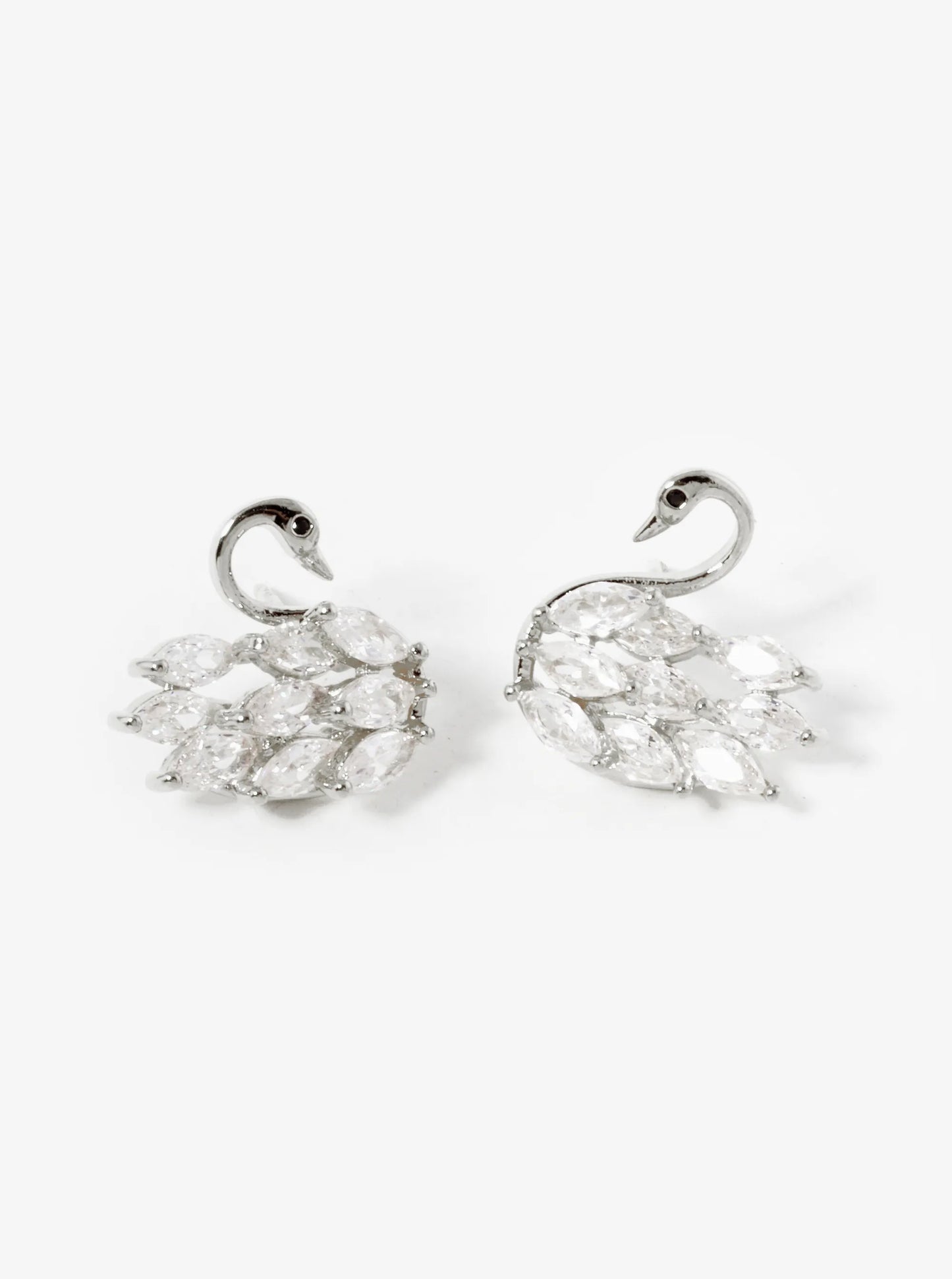 18K Gold Dipped CZ Swan Stud Earrings