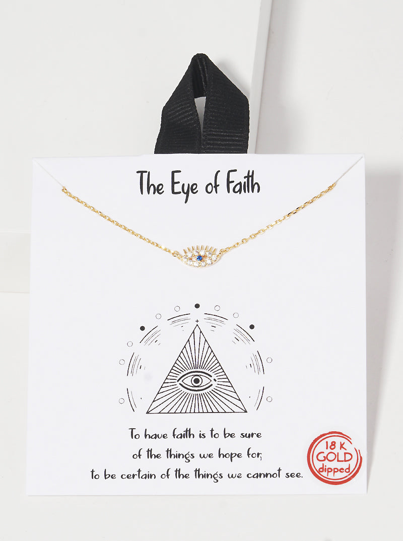 18K Gold Dipped CZ The Eye Of Faith Evil Eye Pendant Delicate Necklace