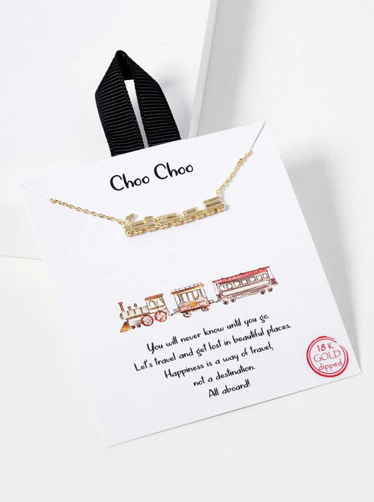 18K Gold Dipped Choo Choo Train Pendant Necklace