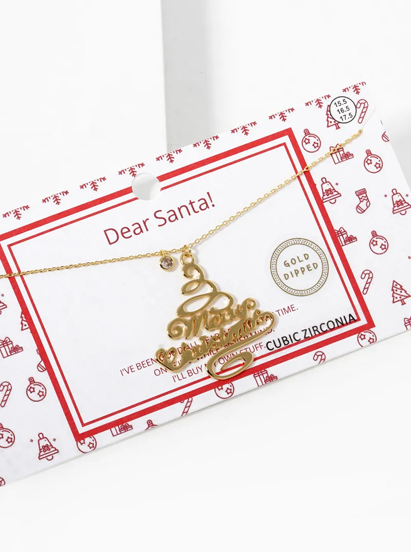 18K Gold Dipped Christmas Tree Pendant Necklace