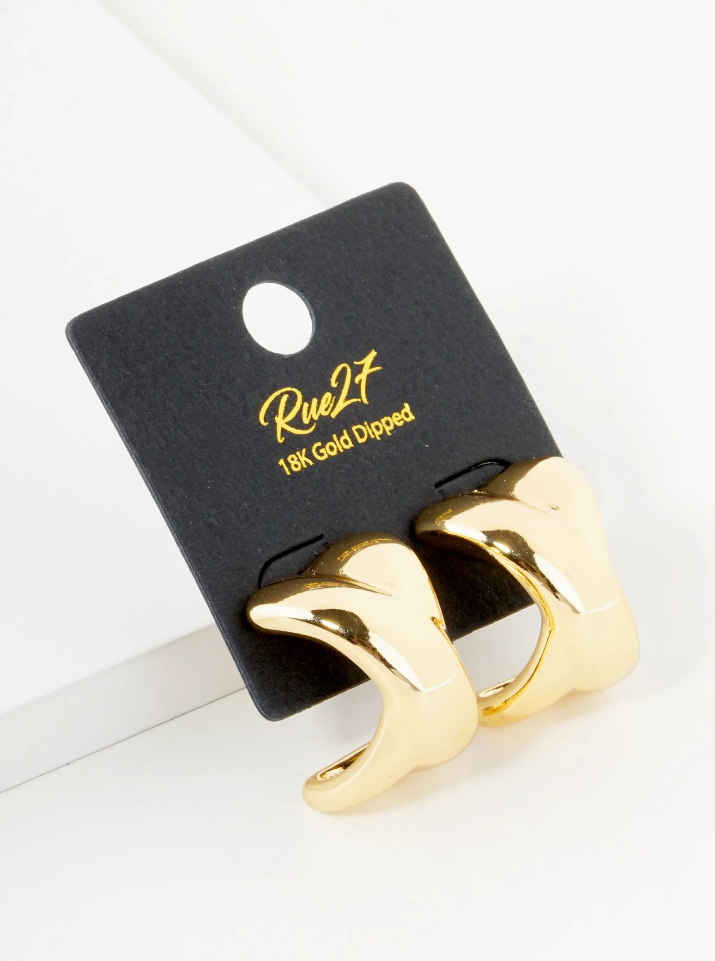 18K Gold Dipped Chunky Cross X Shaped 20mm Hoop Earrings