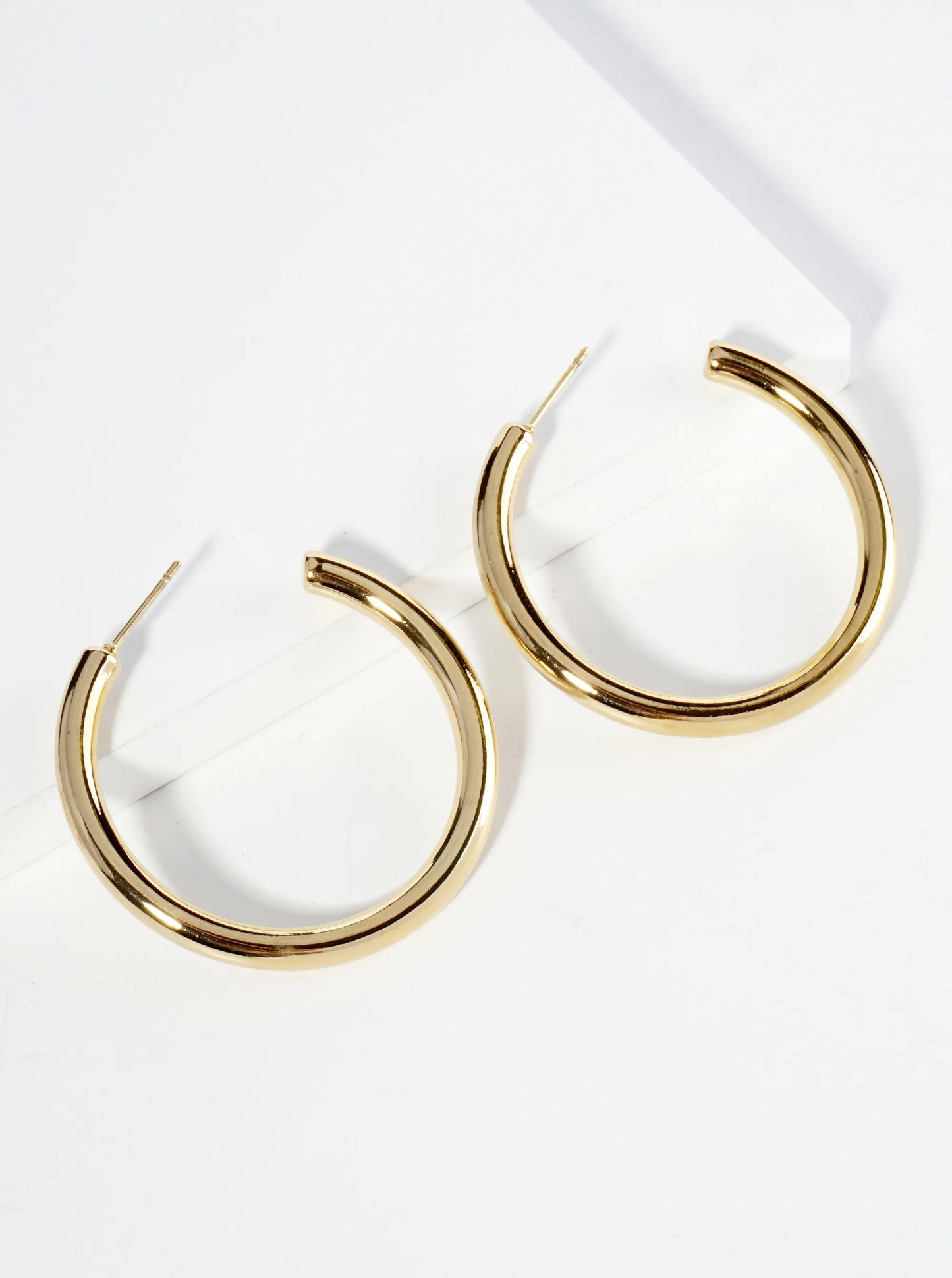 18K Gold Dipped Classic 40mm Stainless Steel Hoop Earrings