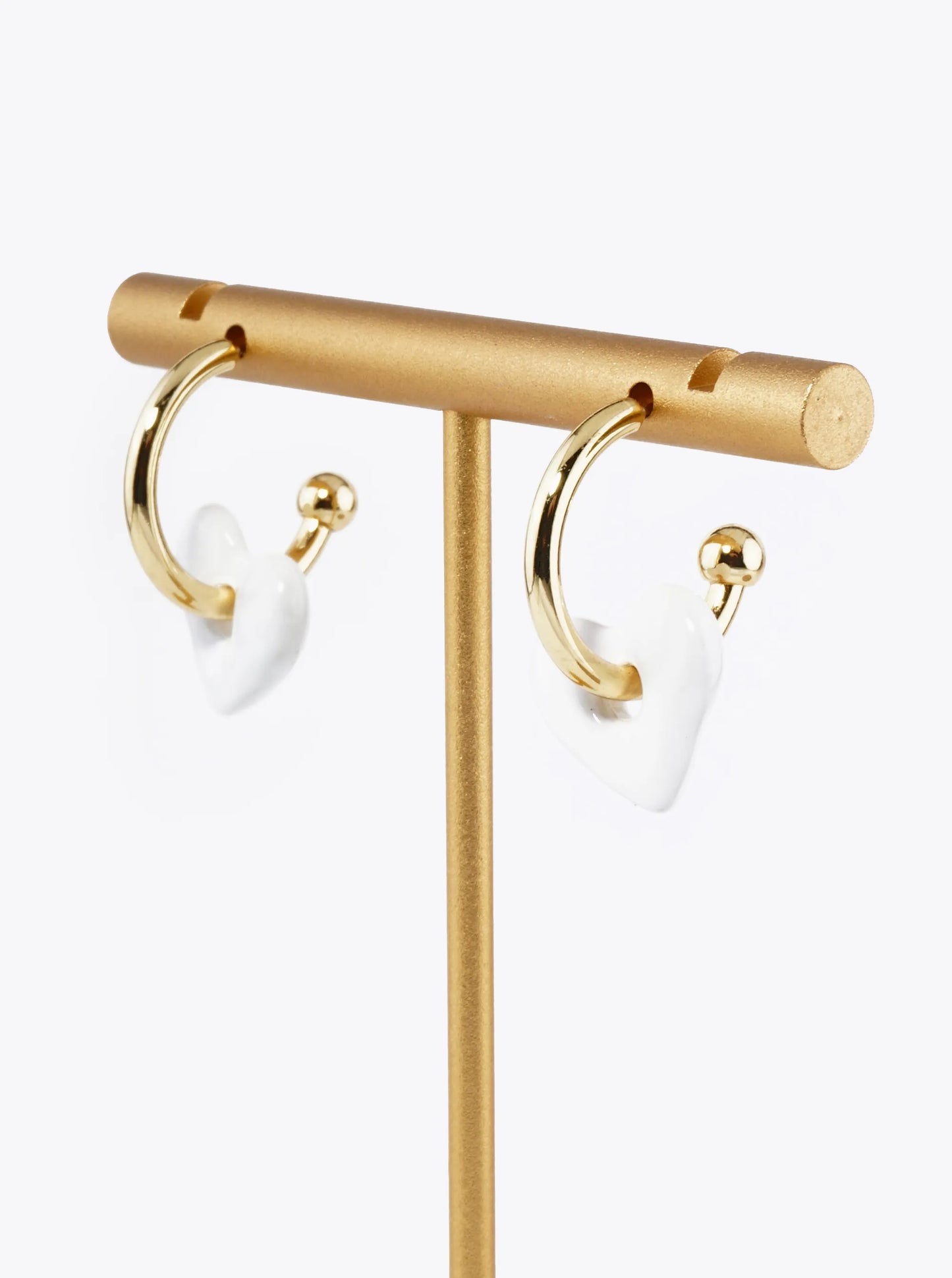 18K Gold Dipped Color Coated Heart Drop 15mm Hoop Earrings