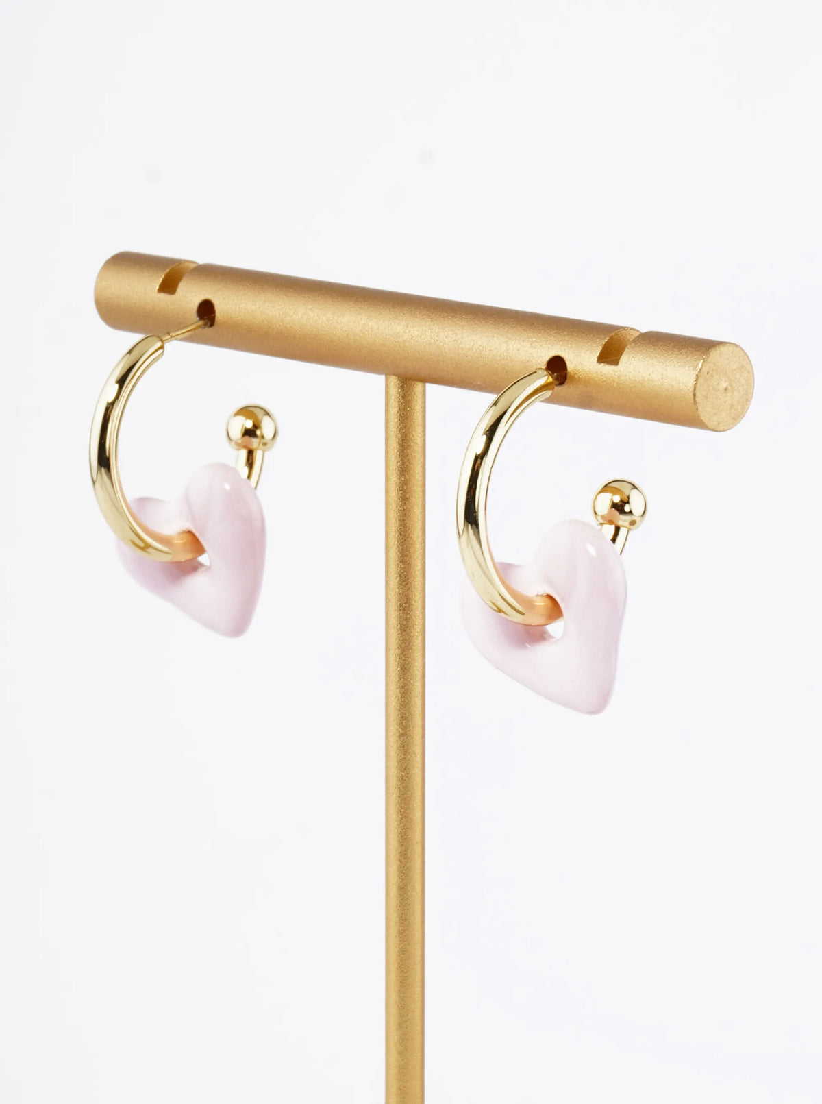 18K Gold Dipped Color Coated Heart Drop 15mm Hoop Earrings