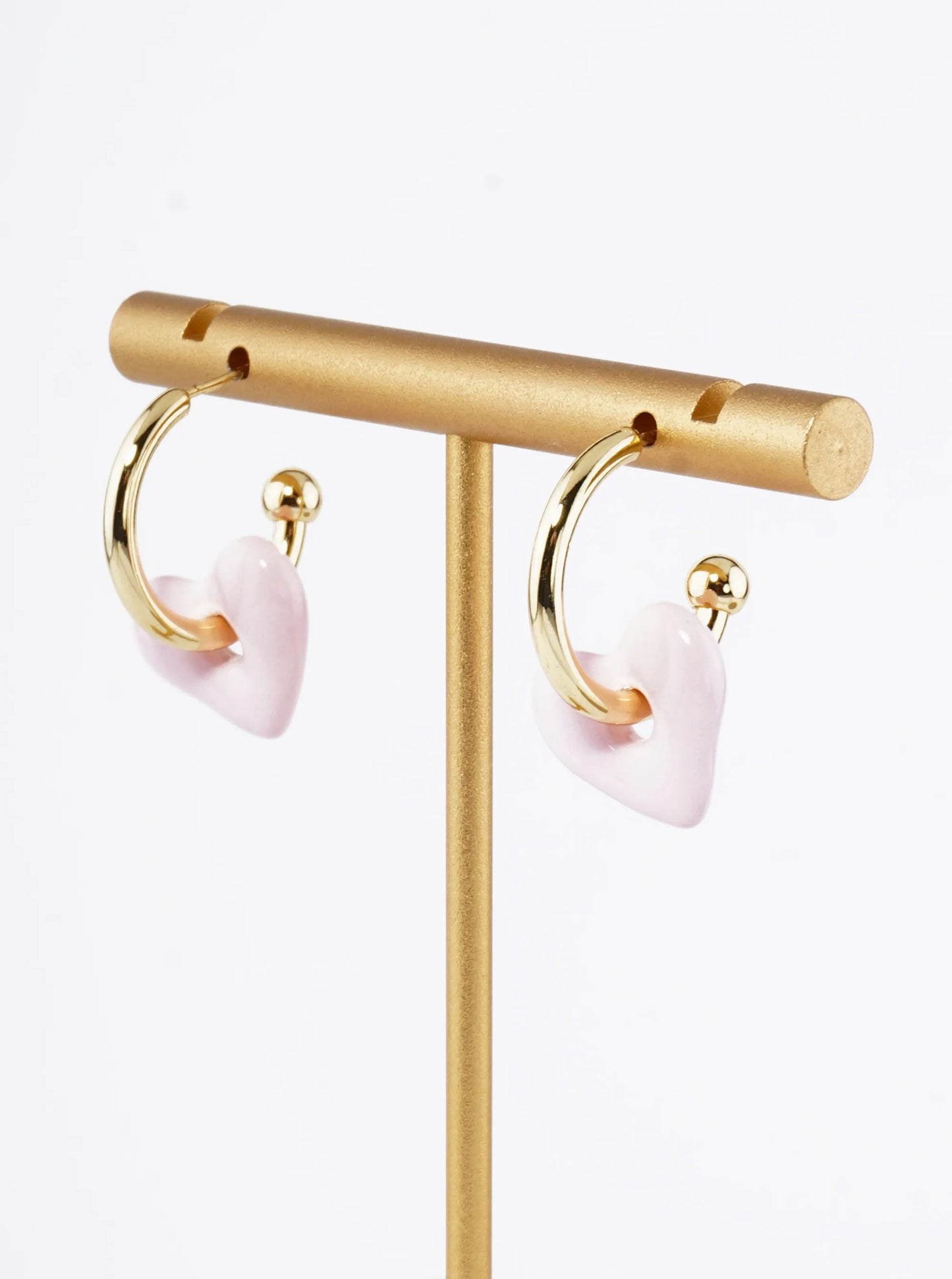 18K Gold Dipped Color Coated Heart Drop 15mm Hoop Earrings