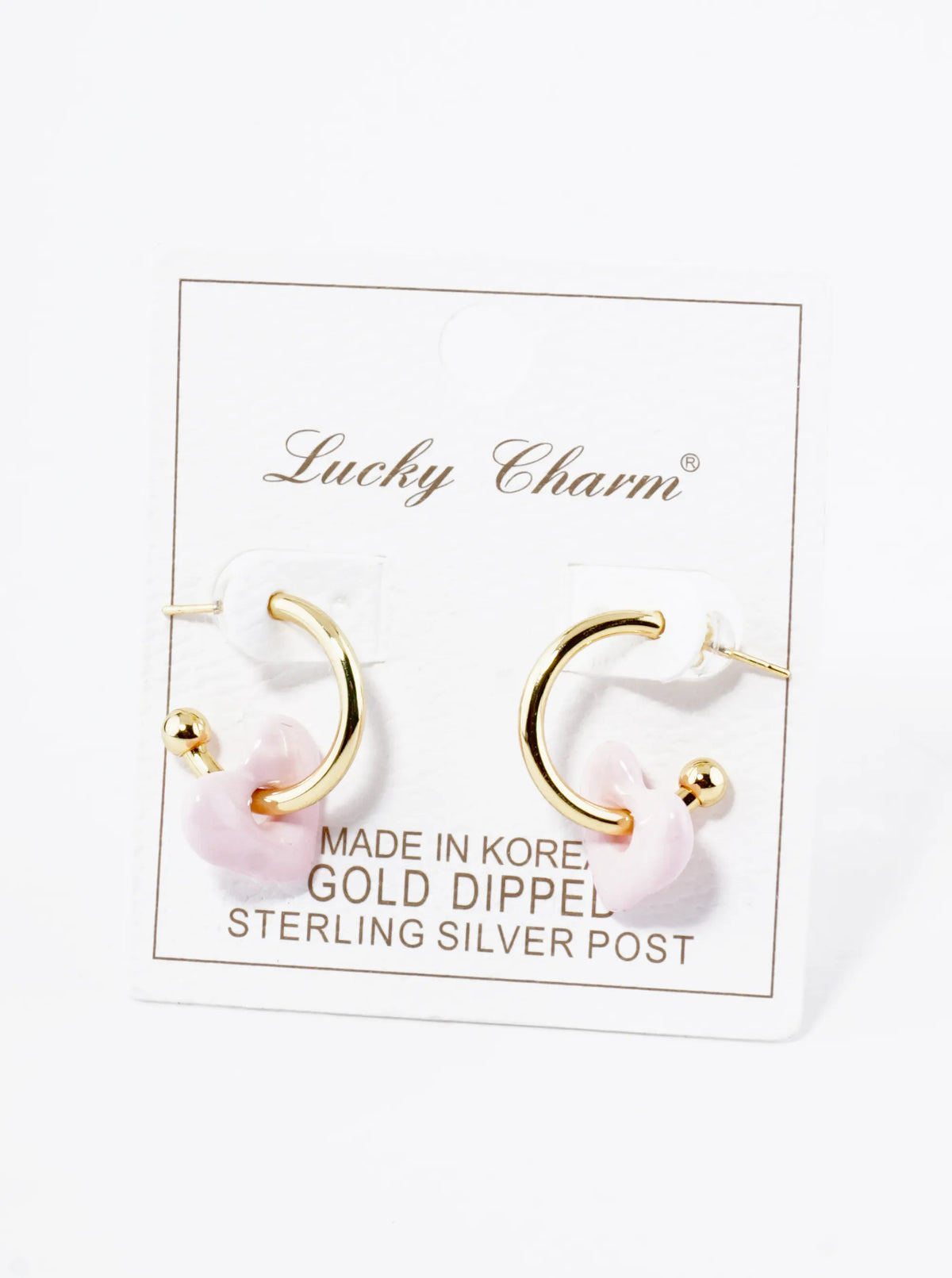 18K Gold Dipped Color Coated Heart Drop 15mm Hoop Earrings
