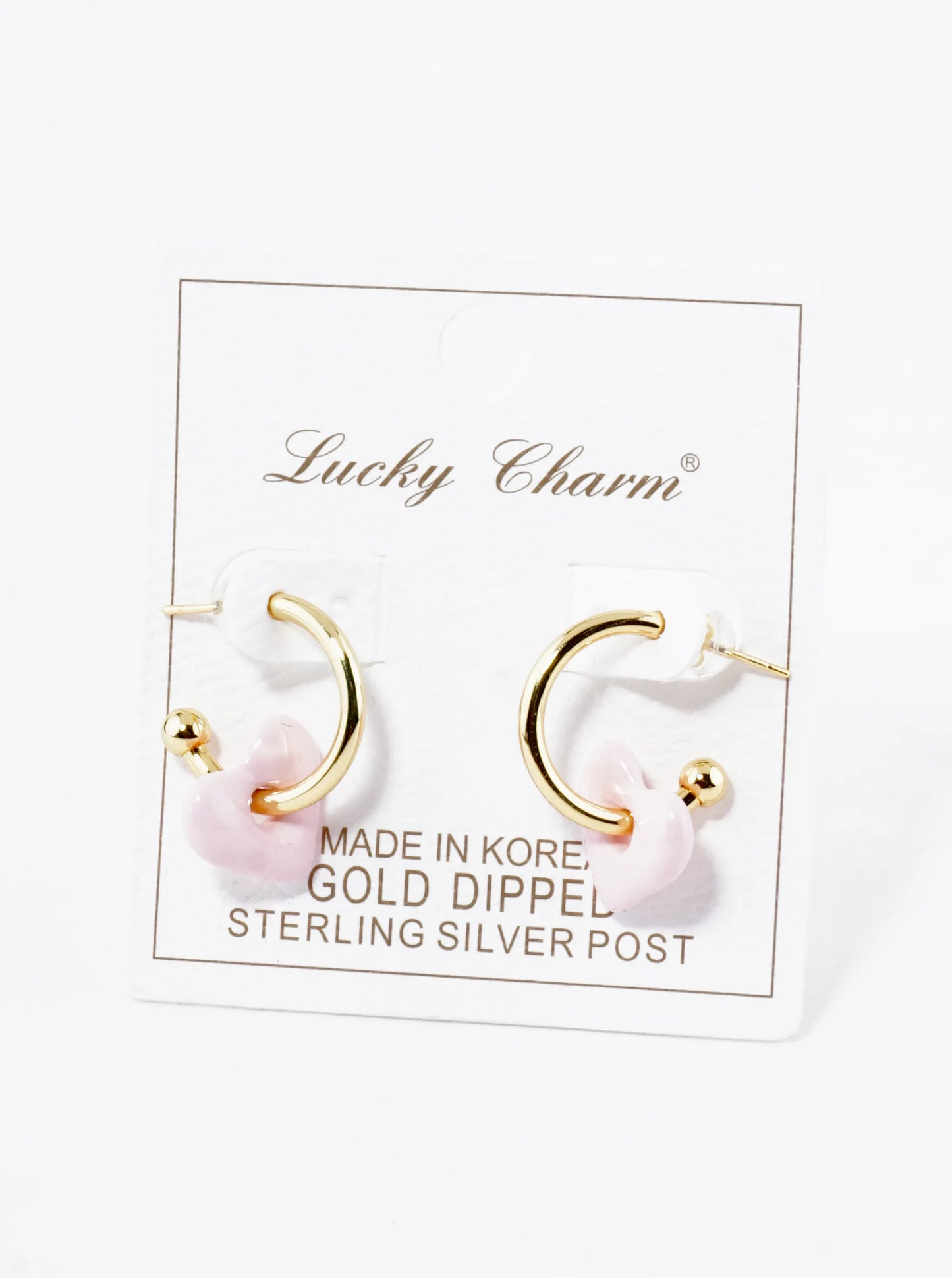 18K Gold Dipped Color Coated Heart Drop 15mm Hoop Earrings
