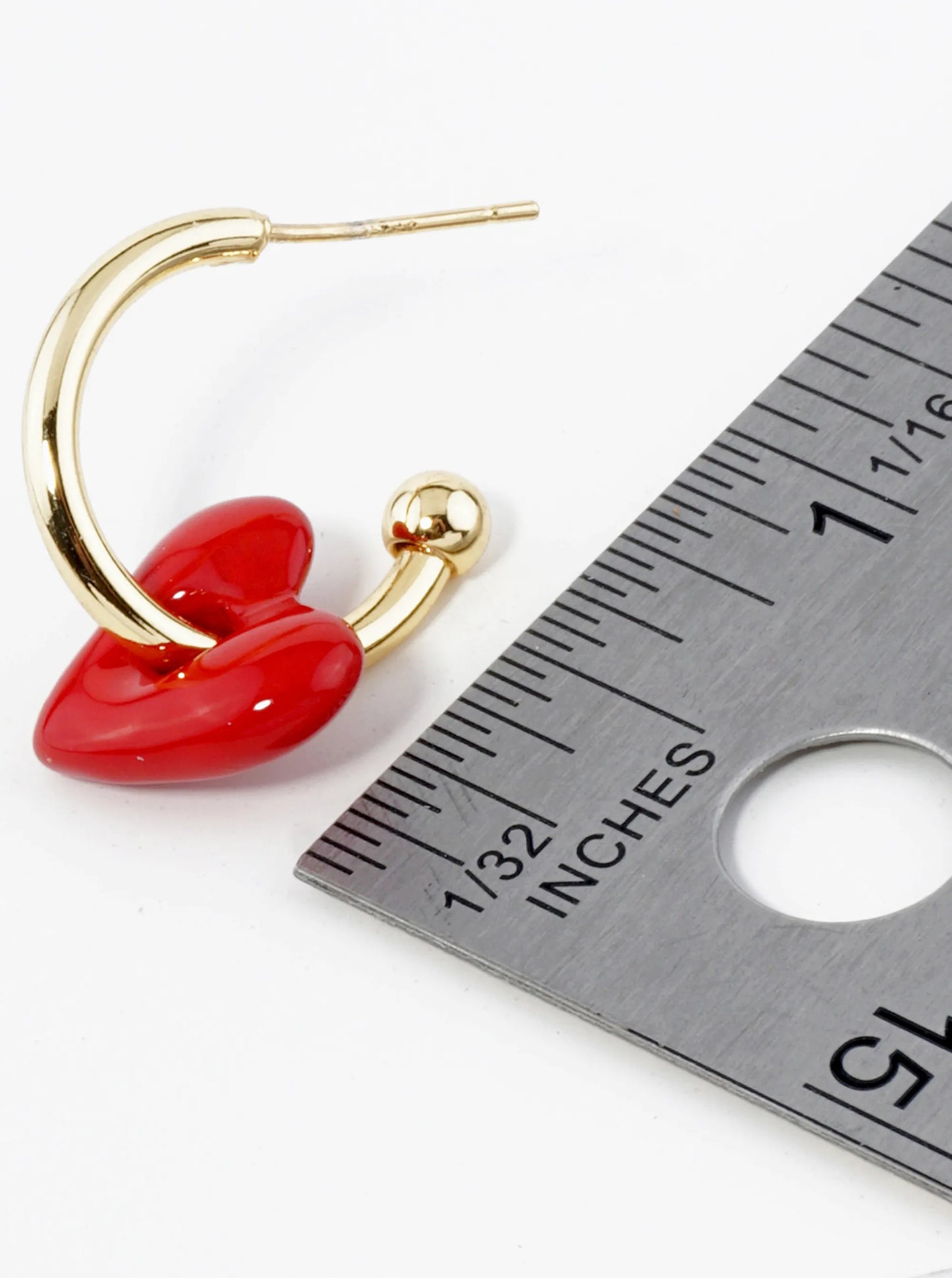 18K Gold Dipped Color Coated Heart Drop 15mm Hoop Earrings