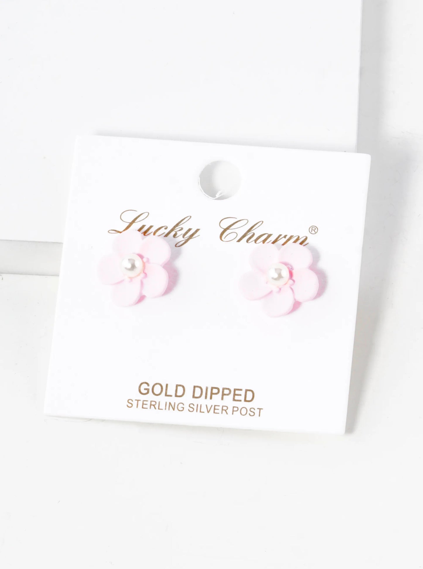18K Gold Dipped Colorful 3D Flower 12mm Button Post Earrings With Pearl