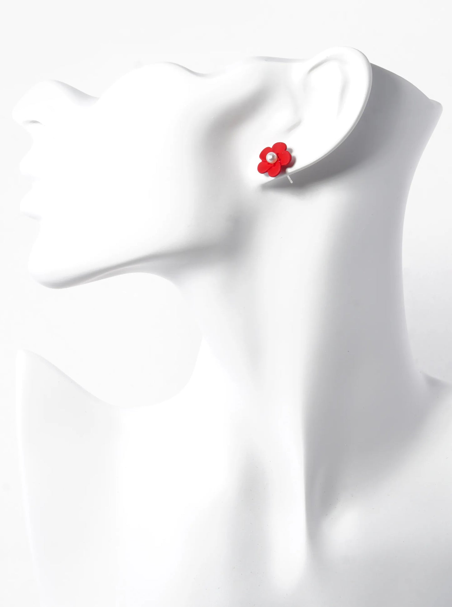 18K Gold Dipped Colorful 3D Flower 12mm Button Post Earrings With Pearl