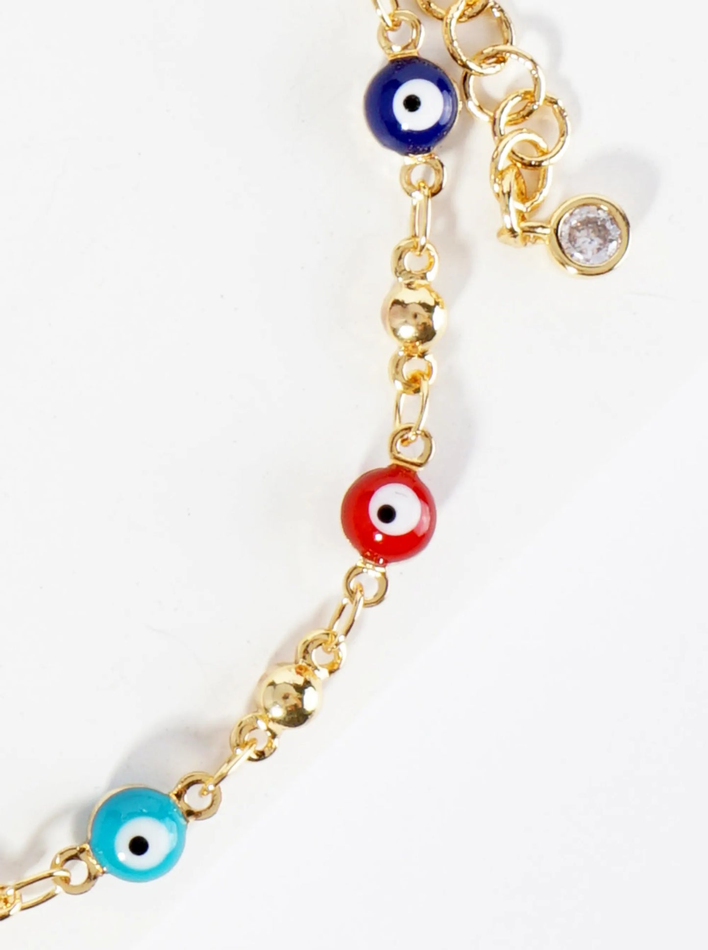 18K Gold Dipped Colorful Evil Eye Charms Brass Chain Anklet