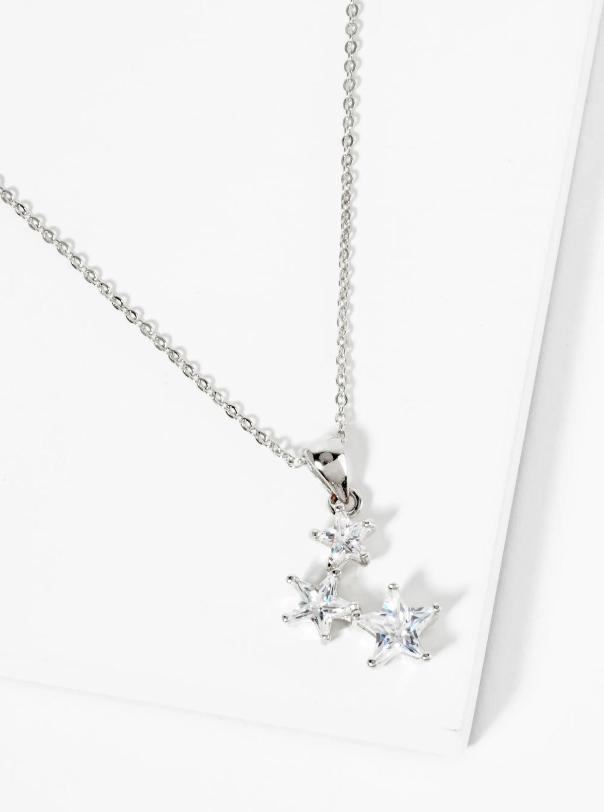 18K Gold Dipped Constellation Three CZ Stone Pendant Necklace