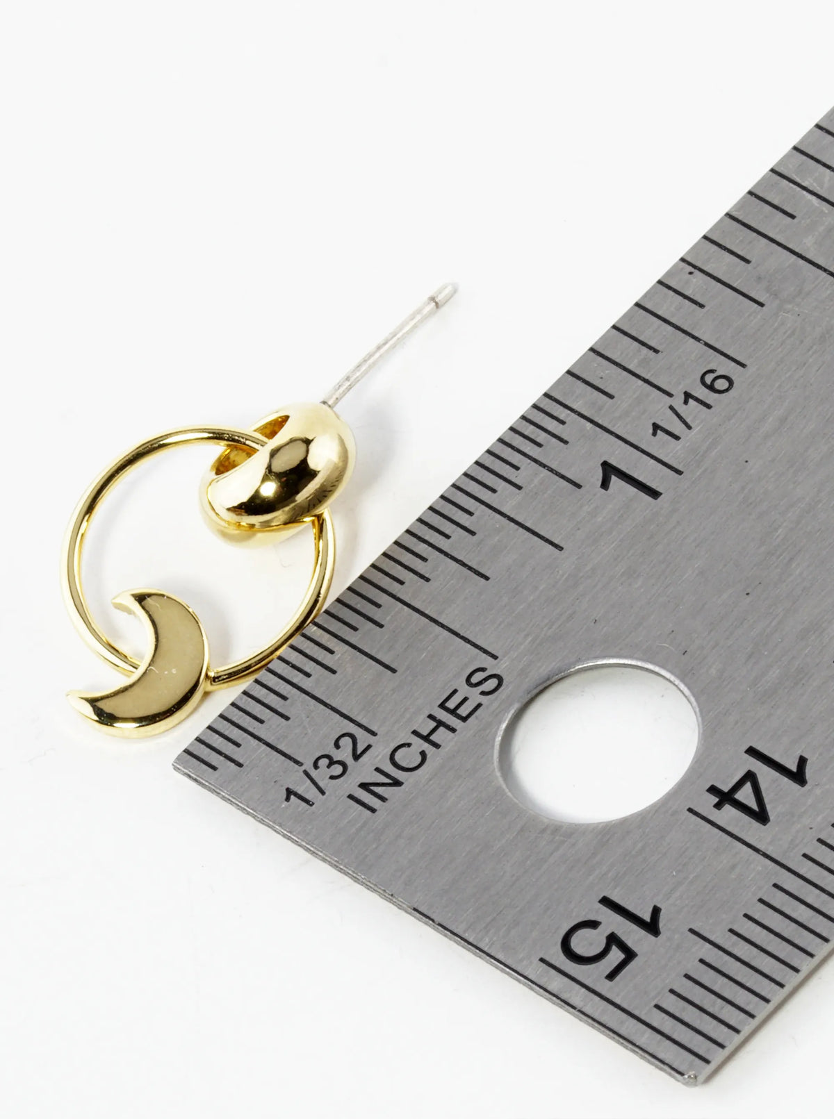 18K Gold Dipped Crescent Moon Drop Door Knocker Post Earrings
