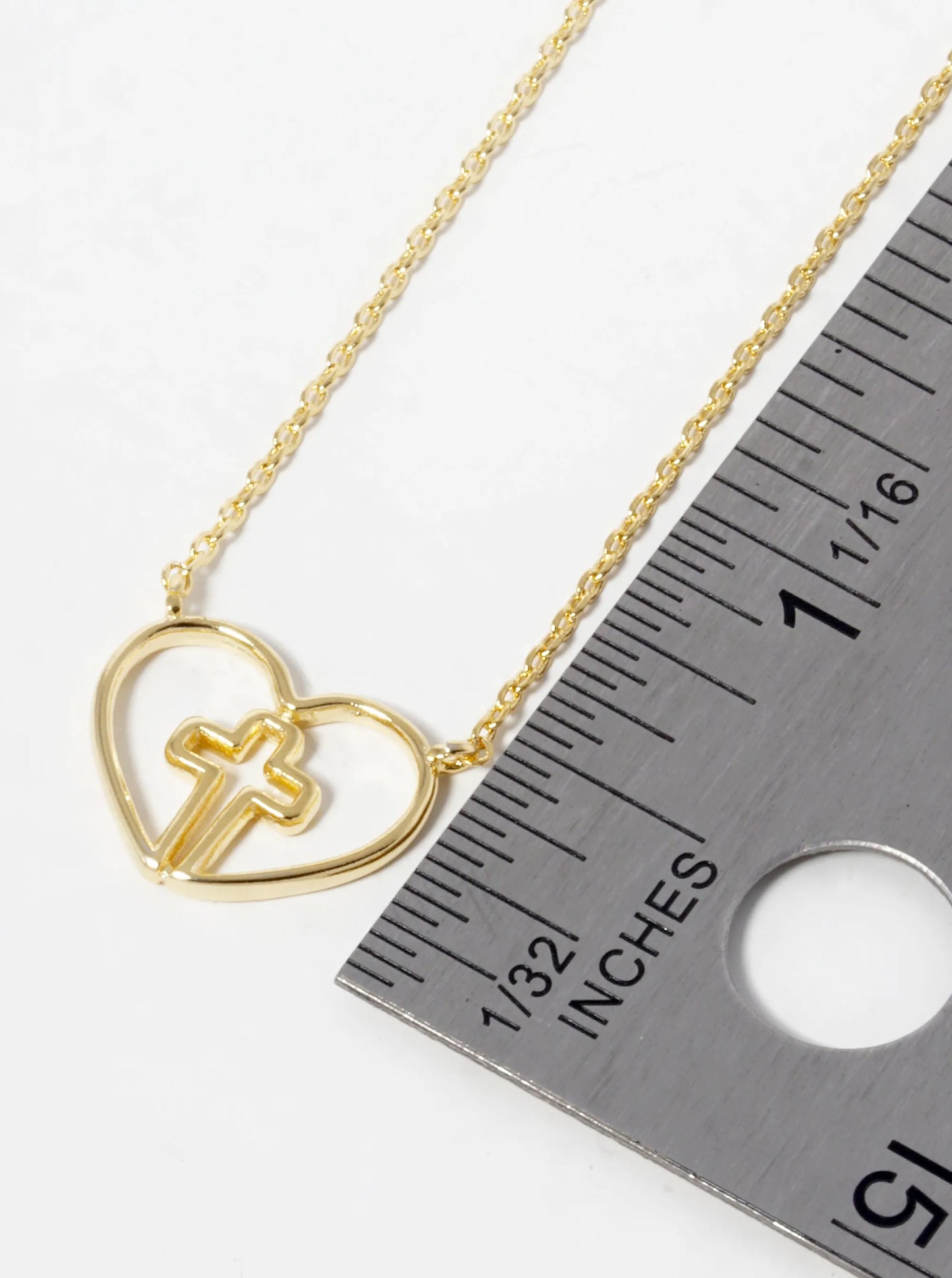 18K Gold Dipped Cross In Heart Pendant Necklace
