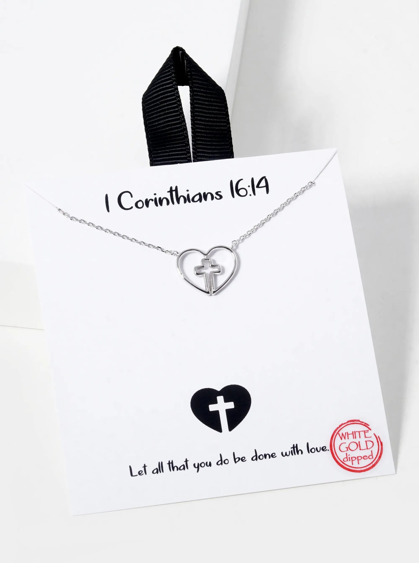 18K Gold Dipped Cross In Heart Pendant Necklace