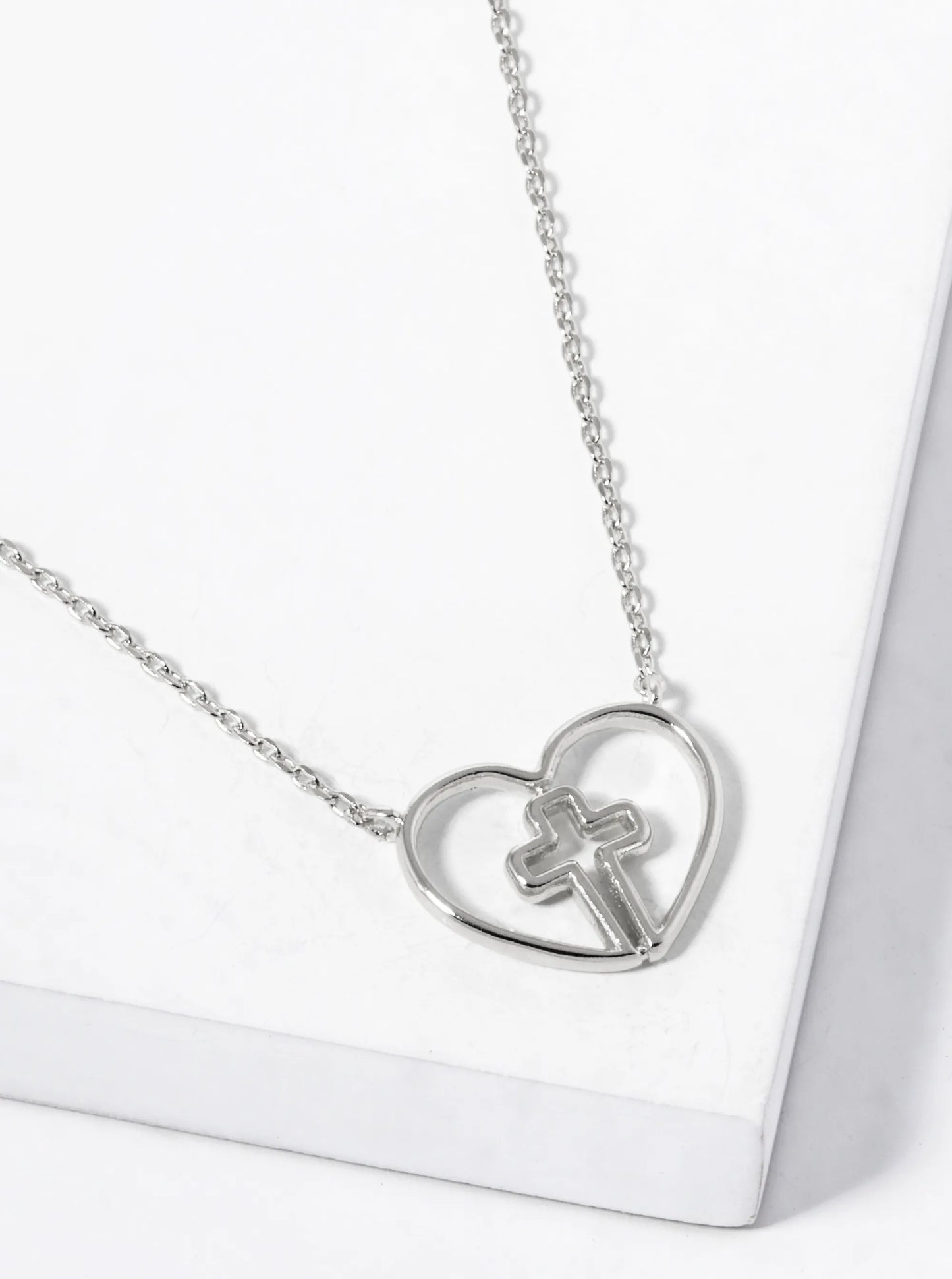 18K Gold Dipped Cross In Heart Pendant Necklace