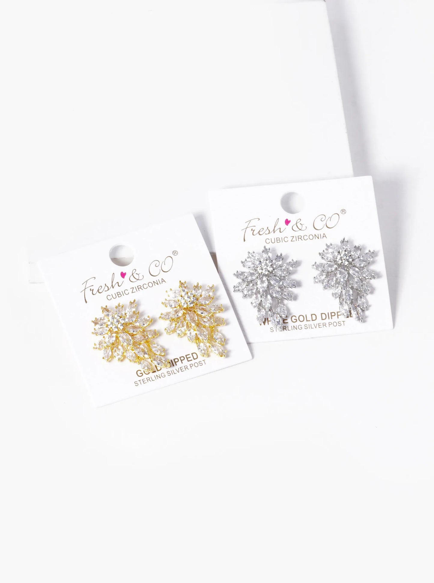 18K Gold Dipped Cubic Zirconia Cluster Stud Earrings