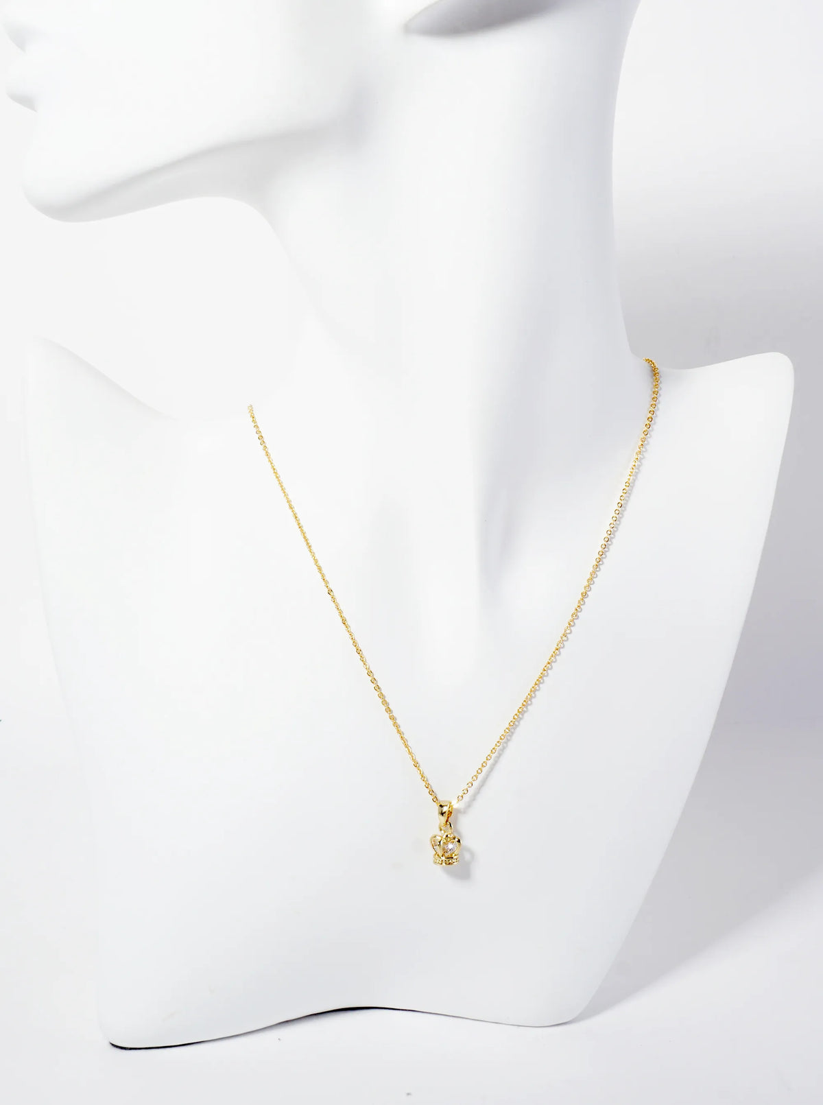 18K-Gold-Dipped Cubic-Zirconia Crown Pendant Necklace
