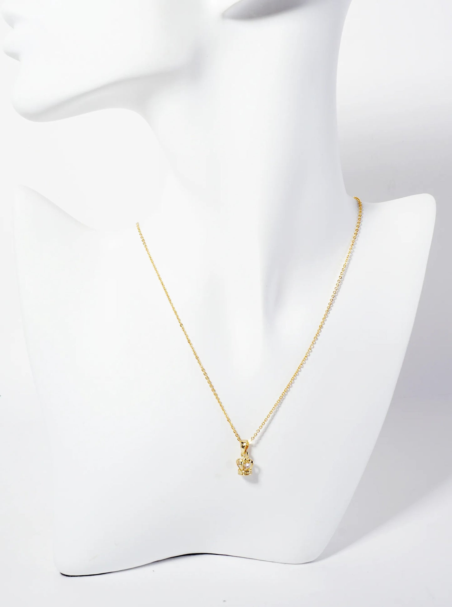 18K-Gold-Dipped Cubic-Zirconia Crown Pendant Necklace