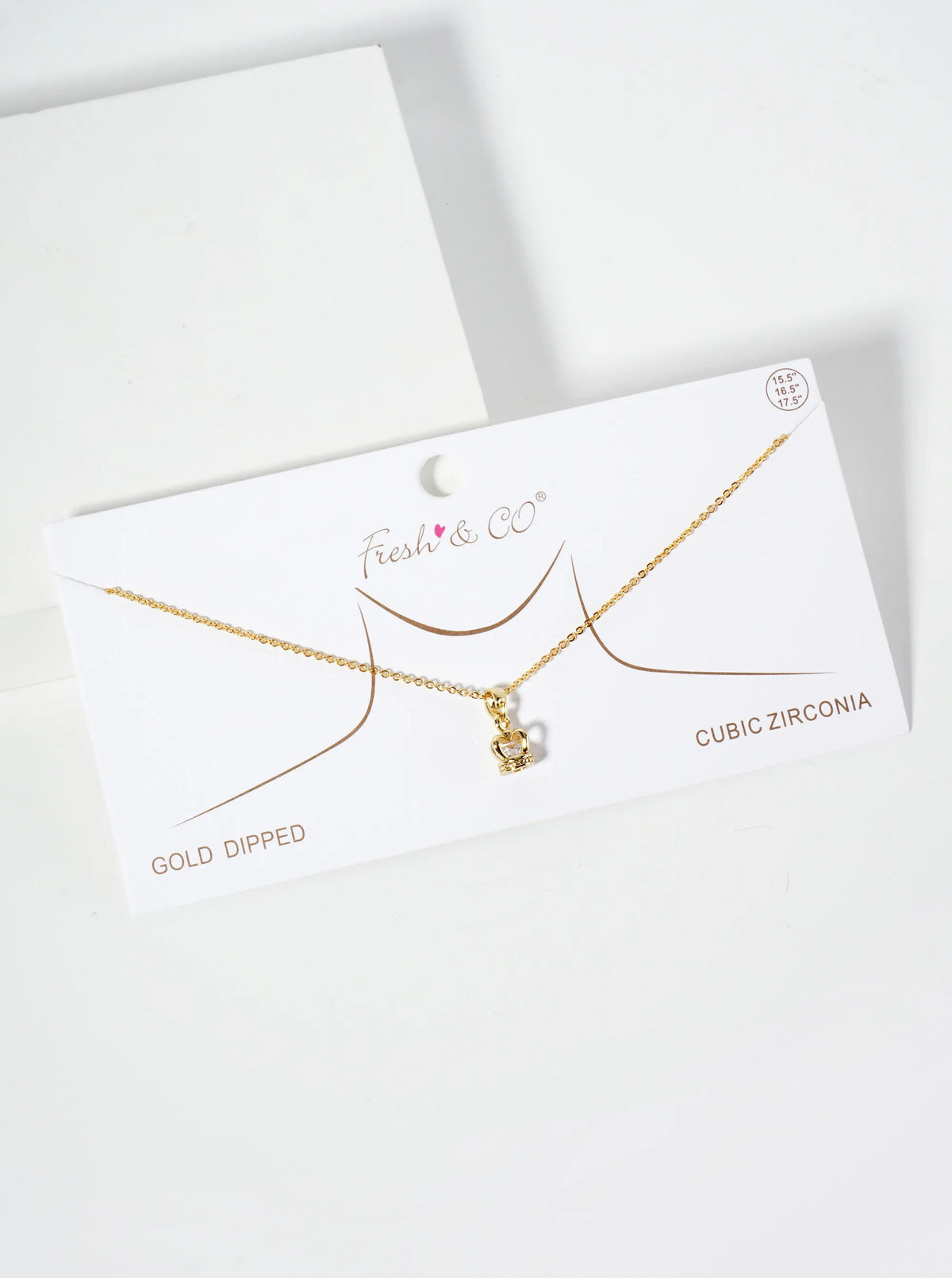 18K-Gold-Dipped Cubic-Zirconia Crown Pendant Necklace